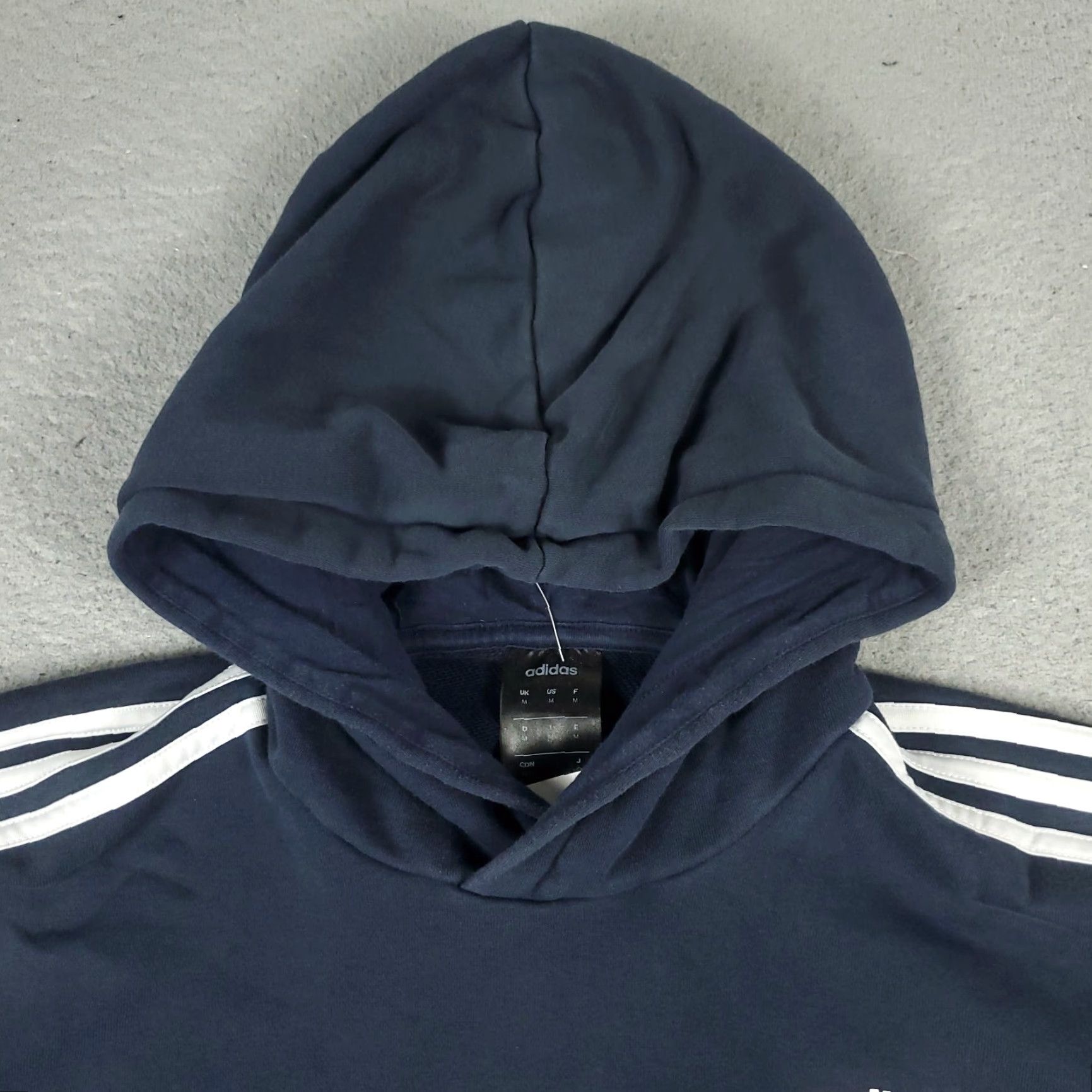 Adidas adidas Mens Hoodie Pullover Sweatshirt Blue Knit Cotton Blend Polyester Logo Mock Neck Long Sleeve Regular Size M Size US M / EU 48-50 / 2 - 2 Thumbnail