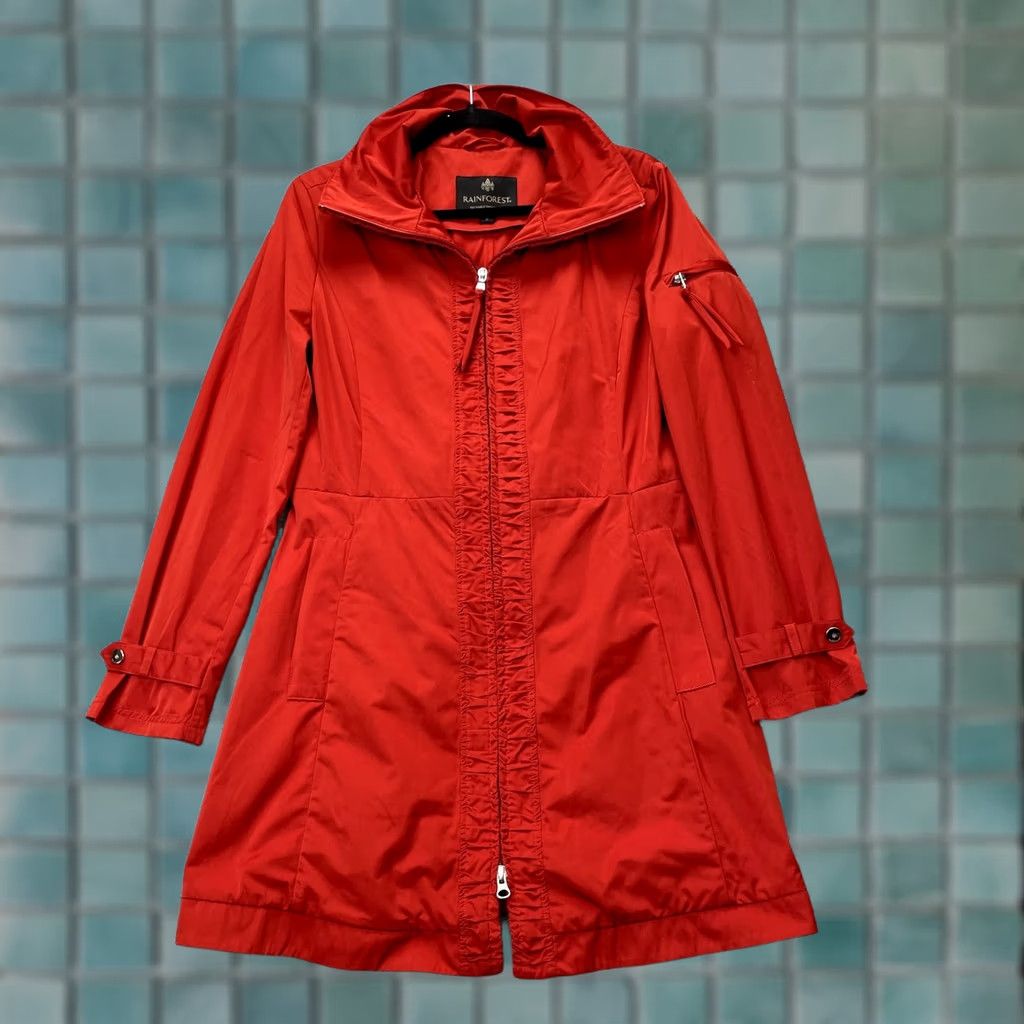 Vintage Rainforest Jacket Womens Small Red Packable Travel Coat Wrinkle Free Waterproof Size S / US 4 / IT 40 - 1 Thumbnail