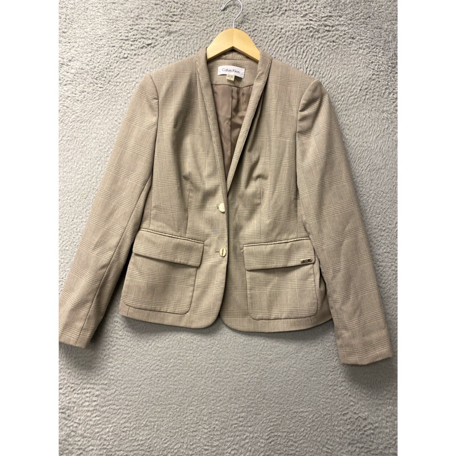 Calvin Klein CALVIN KLEIN VINTAGE Glen Plaid Pant Suit 2 Piece Set Blazer Trouser Women Size 4 Brown Workwear Skinny Fit Size 27" / US 4 / IT 40 - 4 Thumbnail