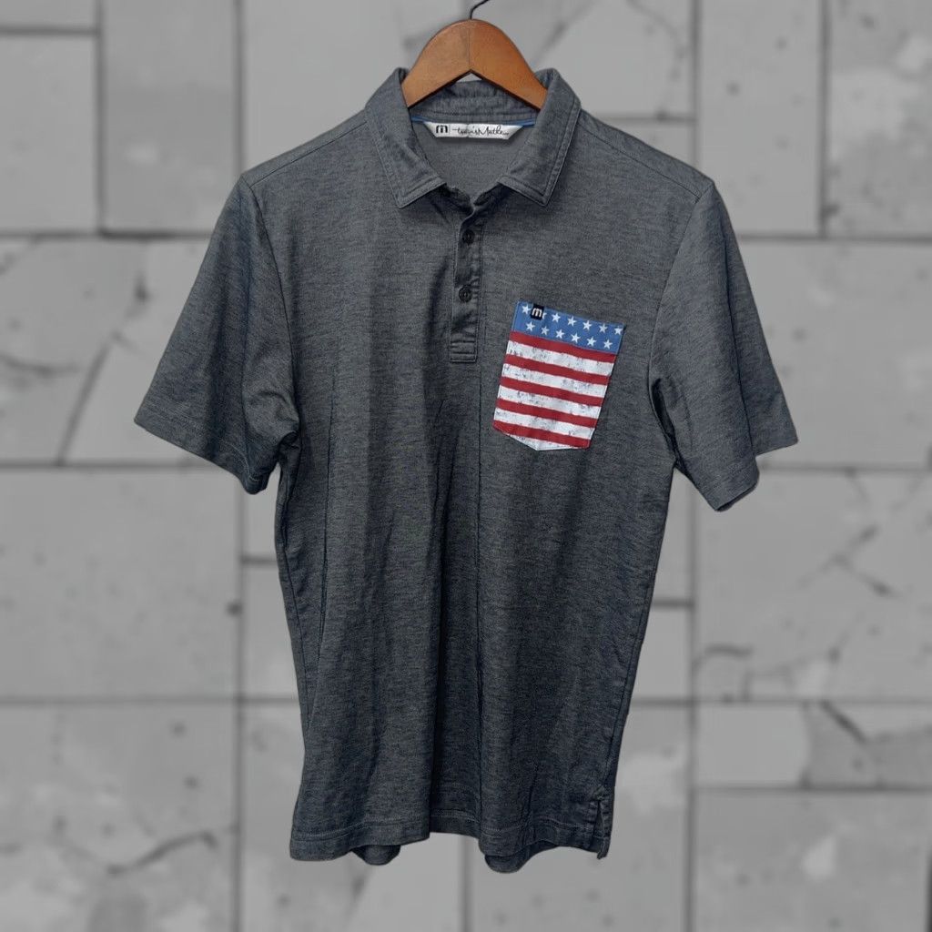 TravisMathew Travis Mathew Gray USA Pocket Polo Mens Size S Size US S / EU 44-46 / 1 - 1 Thumbnail