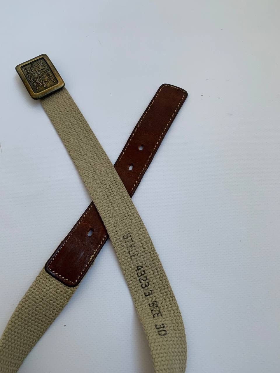 Levi's × Vintage Vintage Levis Belt Made in Canada 80s 90s Brown Buckle Metal Size 30 - 7 Thumbnail