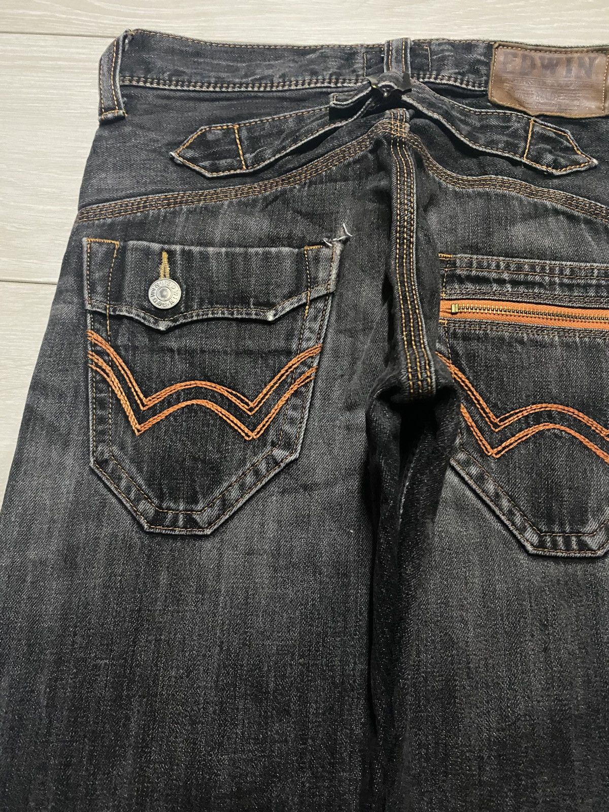 Edwin Japanese Edwin Xv Black Denim Buckle Back Loose Jeans Size US 30 / EU 46 - 9 Thumbnail