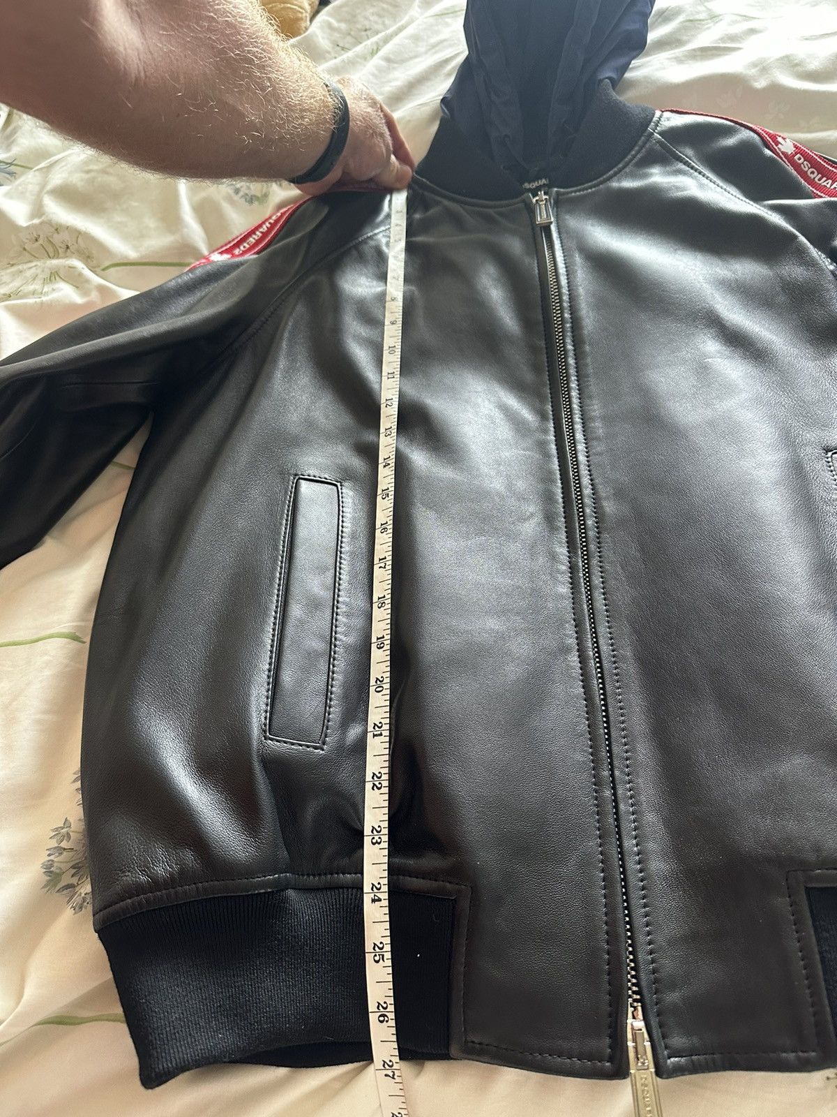 Dsquared2 FW20 Dsquared tape logo leather hoodie jacket Grail Size US L / EU 52-54 / 3 - 6 Thumbnail