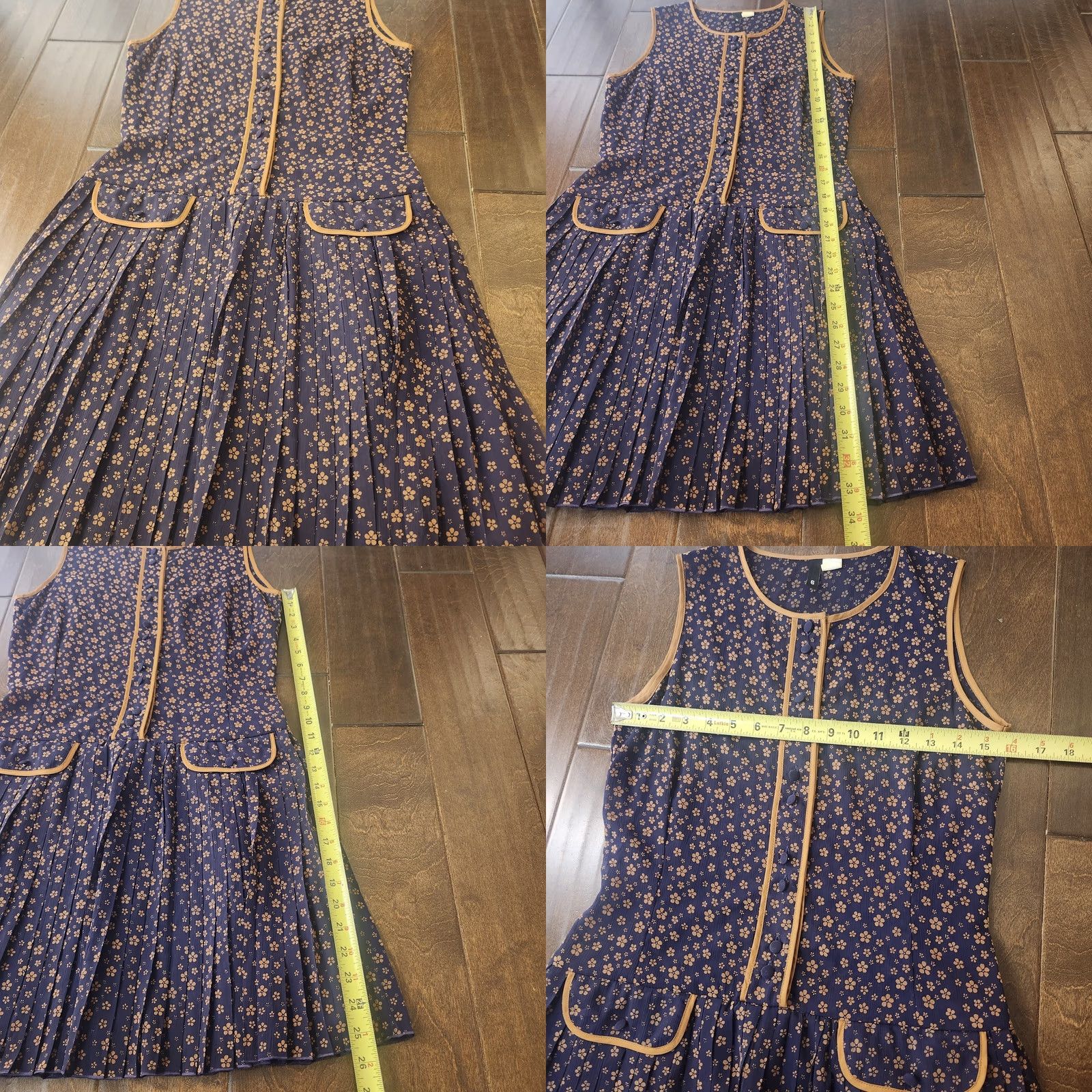 H&M H&M Dress Womens Size 6 Navy Floral Pleated Fit Flare Sleeveless Pockets Dress Size M / US 6-8 / IT 42-44 - 8 Thumbnail