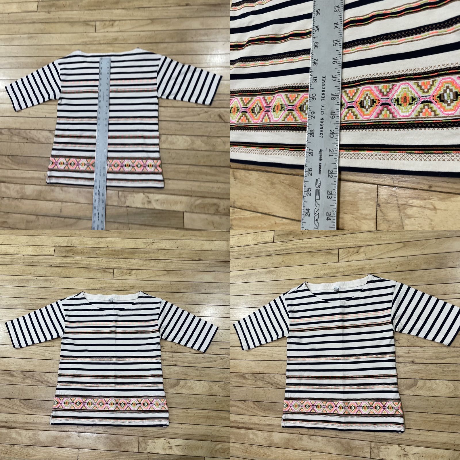 J.Crew J. Crew Boho Striped Shirt S Blue Cream Neon Aztec Geometric Fairy Coastal Top Size S / US 4 / IT 40 - 8 Thumbnail