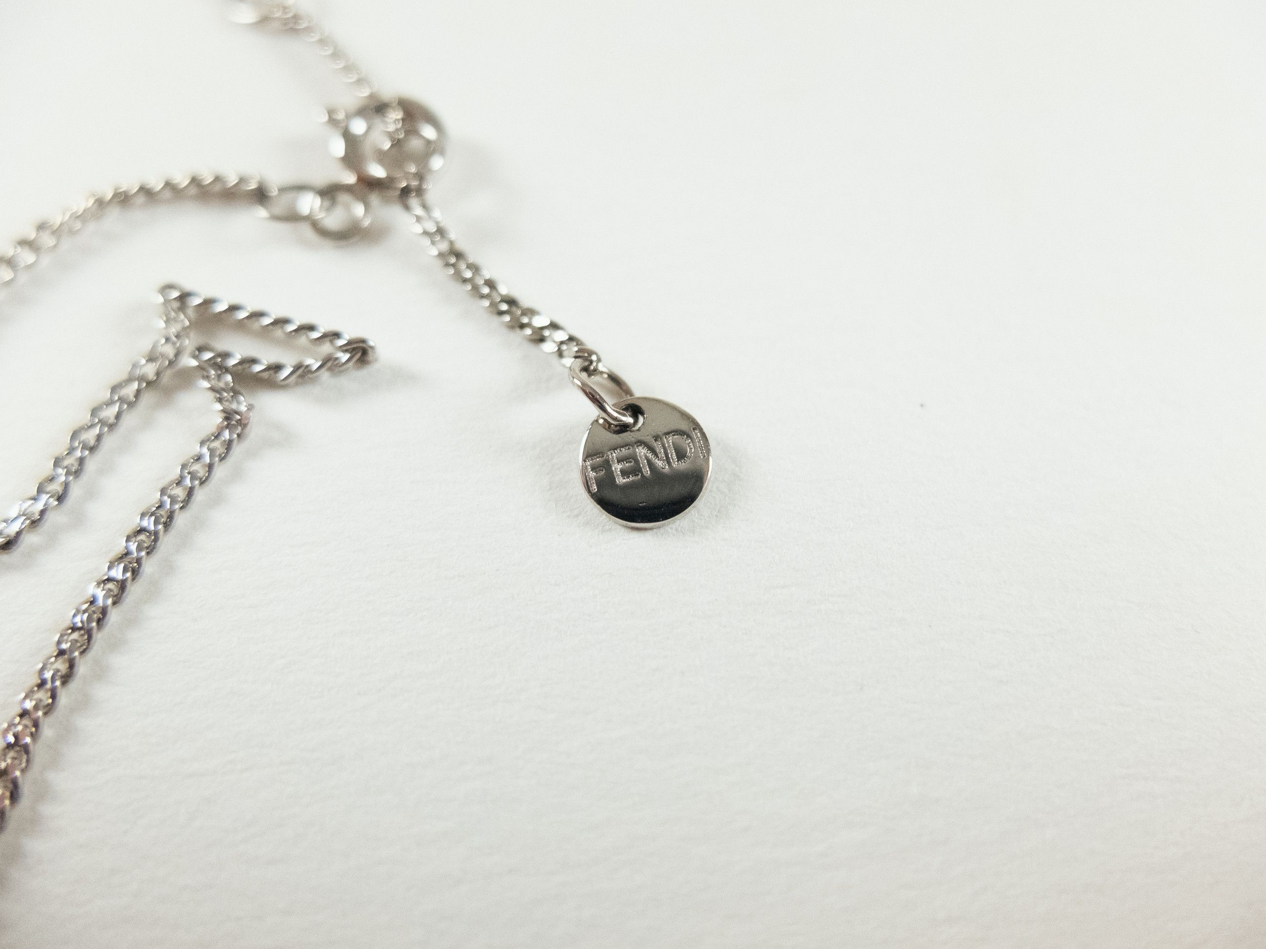 Fendi FENDI O'lock rings metal necklace w zirconia crystals Size ONE SIZE - 4 Thumbnail
