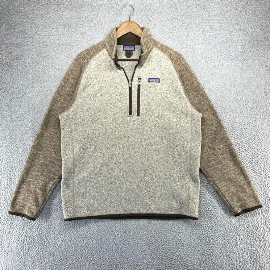 image of Patagonia Better Sweater Men's Large Brown 1/4 Zip Pullover Fleece Polyester in White