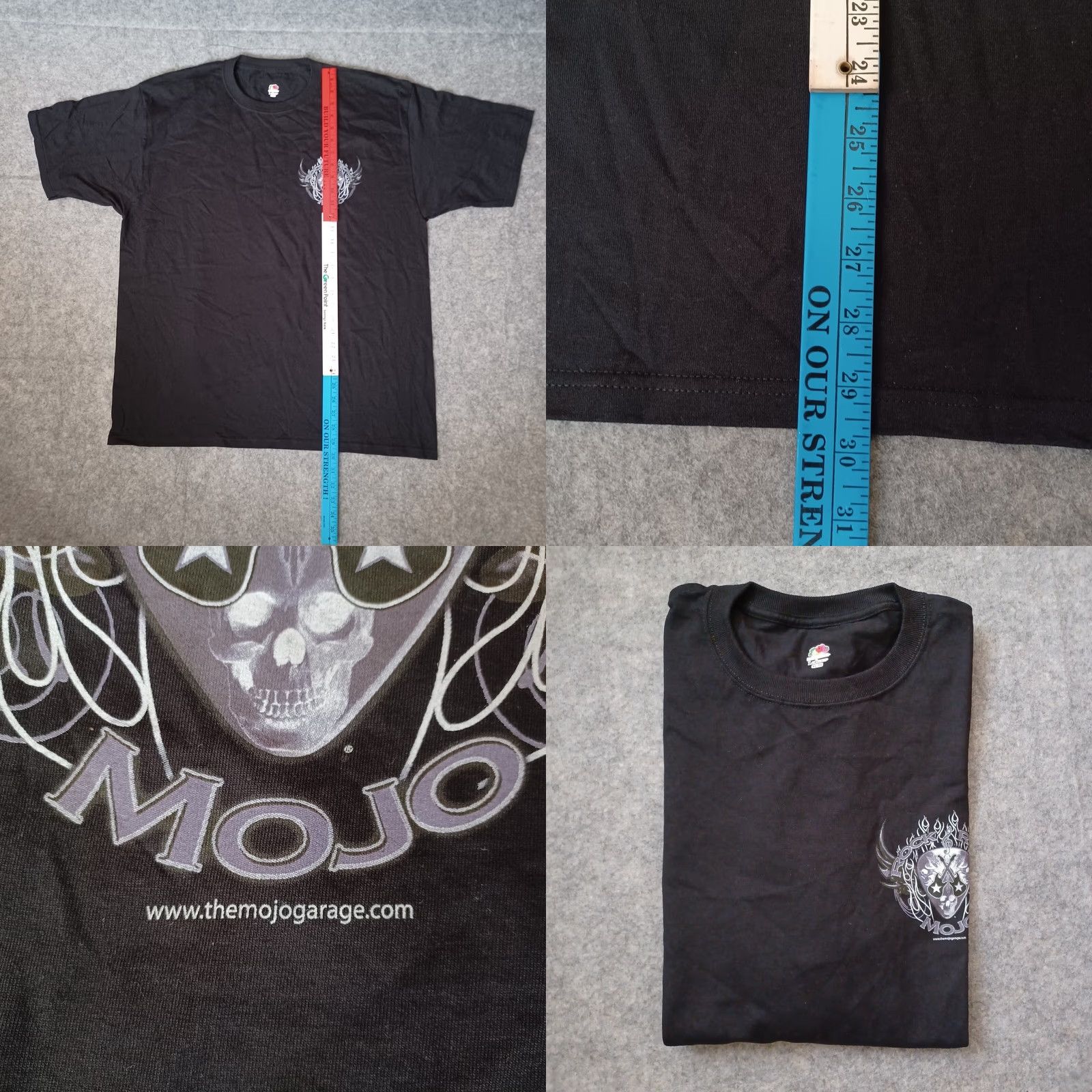 Fruit Of The Loom Rock & Roll Mojo T Shirt Mens XL Black Skull Guitars Bikers Garage Deadstock Fruit of the Loom Shirt Adults XL Black Skull Rockabilly Logo Tee Size US XL / EU 56 / 4 - 8 Thumbnail