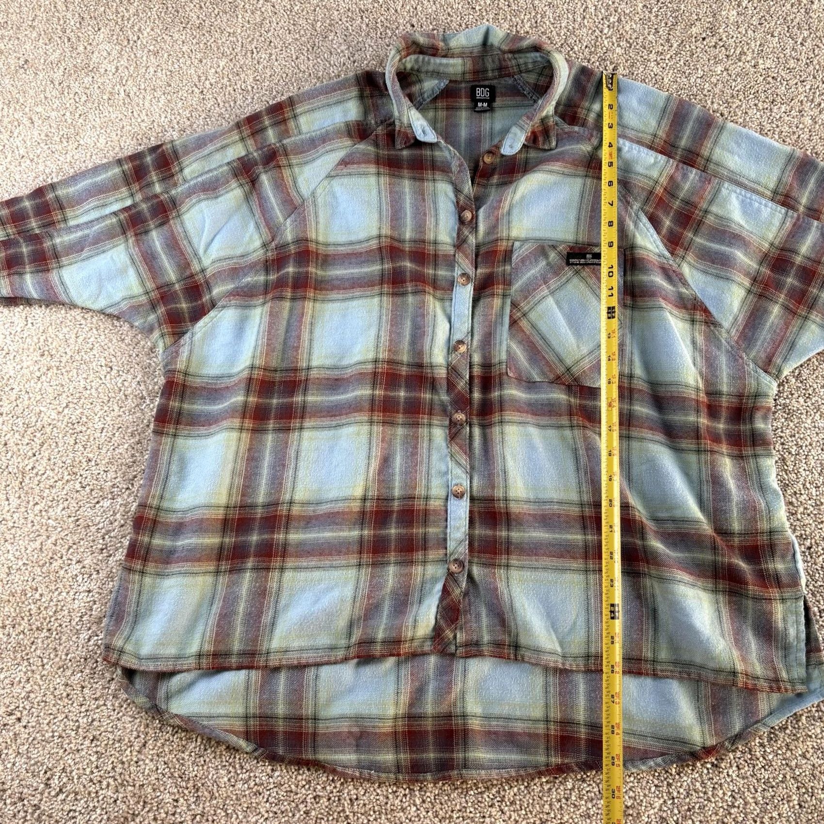 Bdg BDG Shirt Womens Medium Blue Plaid Flannel Long Sleeve Button Oversized Size M / US 6-8 / IT 42-44 - 5 Thumbnail
