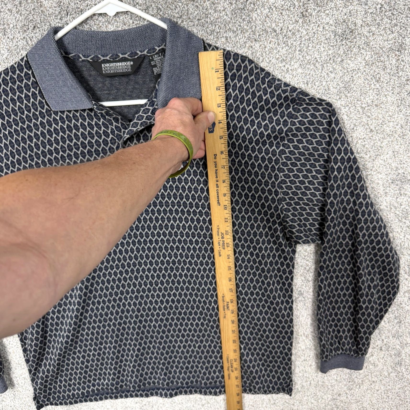 Vintage Vtg 90s Knightsbridge Polo Shirt Mens L Blue Gray Geometric Size US L / EU 52-54 / 3 - 2 Thumbnail