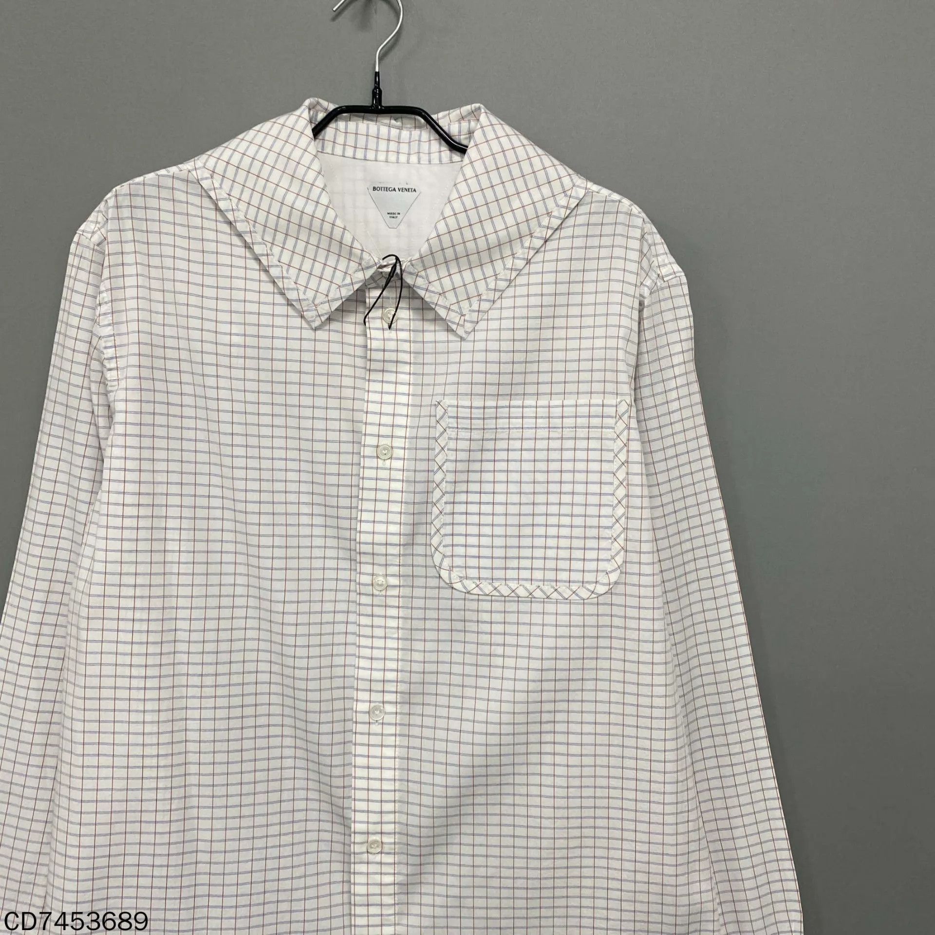 Bottega Veneta BOTTEGA VENETA white micro check neck French knot shirt Size M / US 6-8 / IT 42-44 - 2 Thumbnail