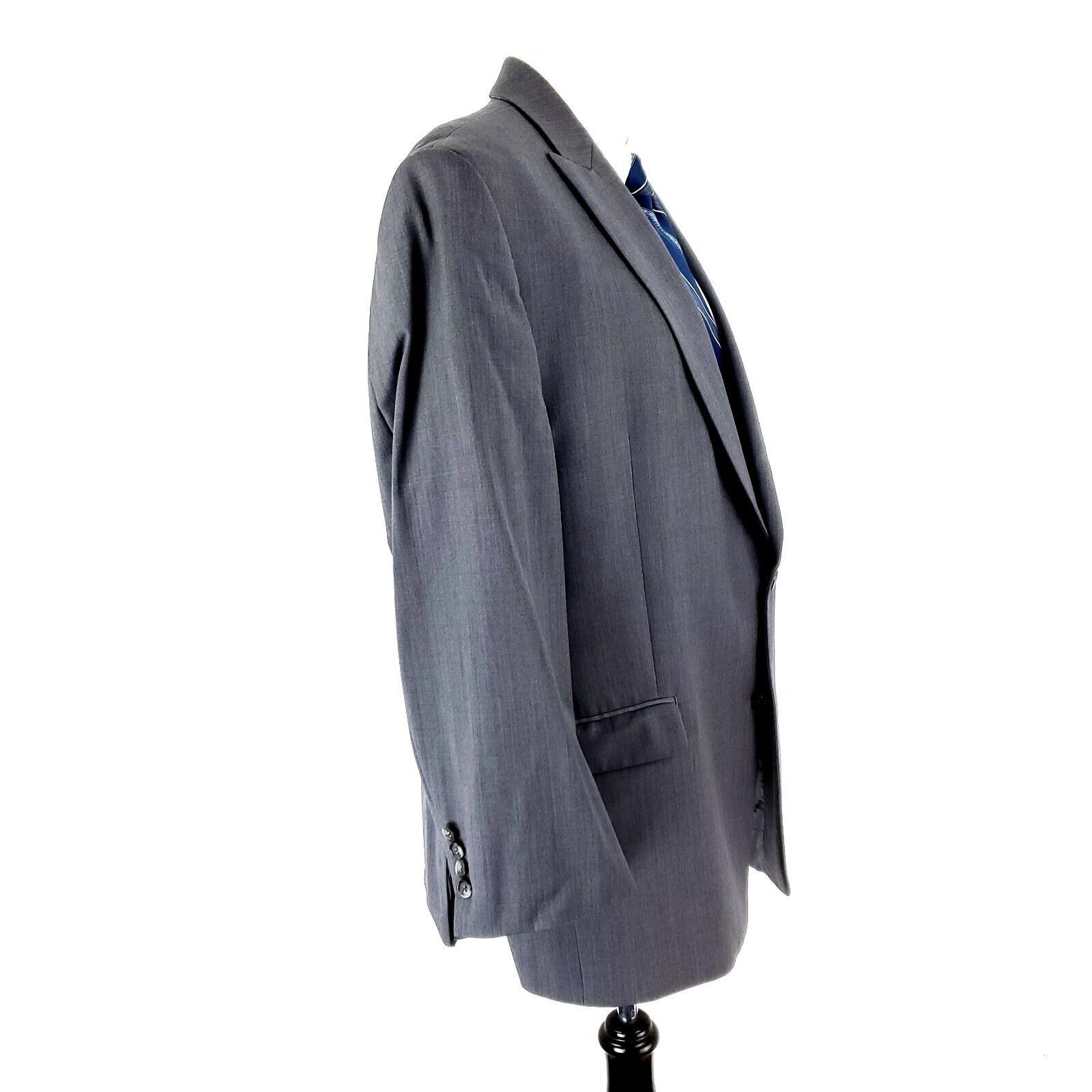 Calvin Klein Calvin Klein Wool 2 Button Blazer 42R Gray Peak Lapel Suit J Size 42R - 6 Thumbnail