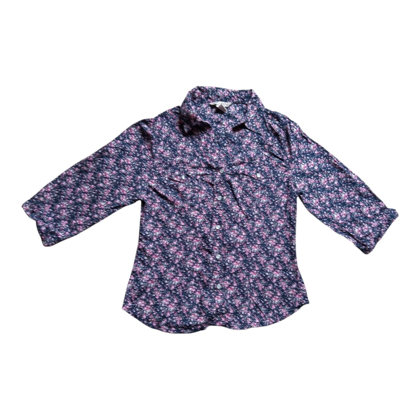 Other Women's Fun & Flirt Button Up, Size Large, Navy, Floral Size L / US 10 / IT 46 - 1 Preview