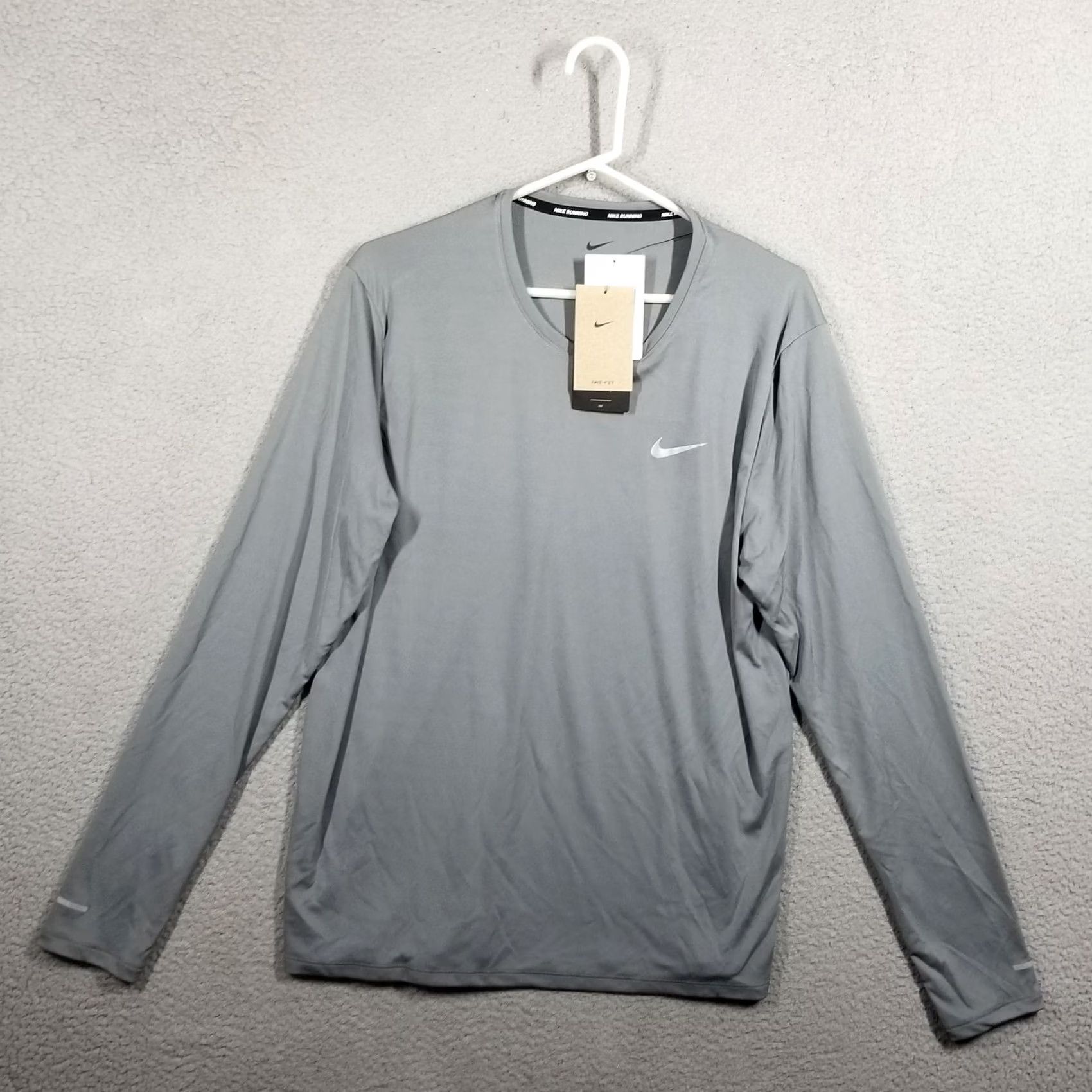Nike Nike Dri-FIT Running Shirt Mens L Gray Long Sleeve UPF 40+ DD4576-084 Size US L / EU 52-54 / 3 - 2 Thumbnail