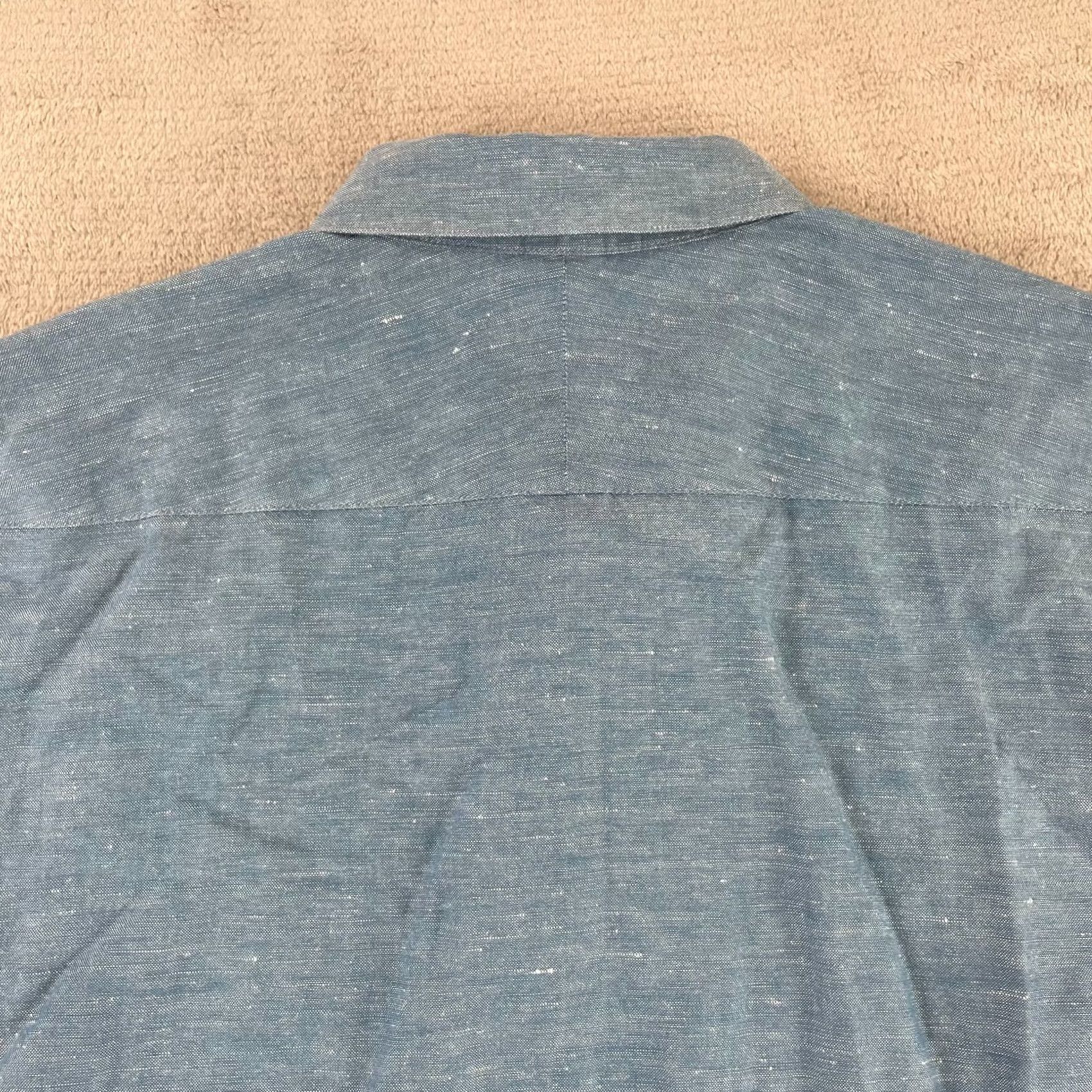 7 For All Mankind VINTAGE Seven For All Mankind Shirt Men Large Blue Linen Blend Long Sleeve Designer NWOT Size US L / EU 52-54 / 3 - 7 Thumbnail