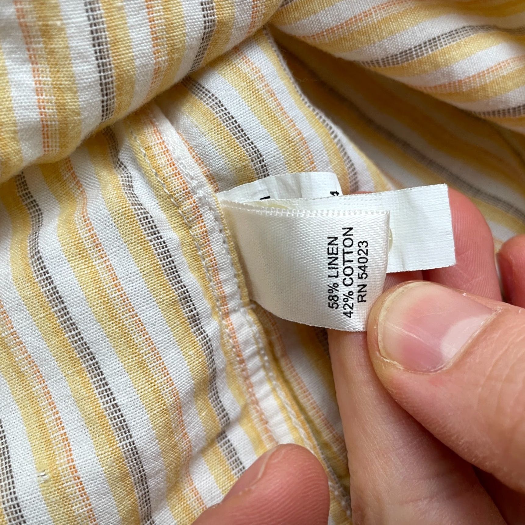 Banana Republic Banana Republic Classic Dress Shirt Mens L Yellow Striped Linen Blend Casual Shirt Size US L / EU 52-54 / 3 - 4 Thumbnail