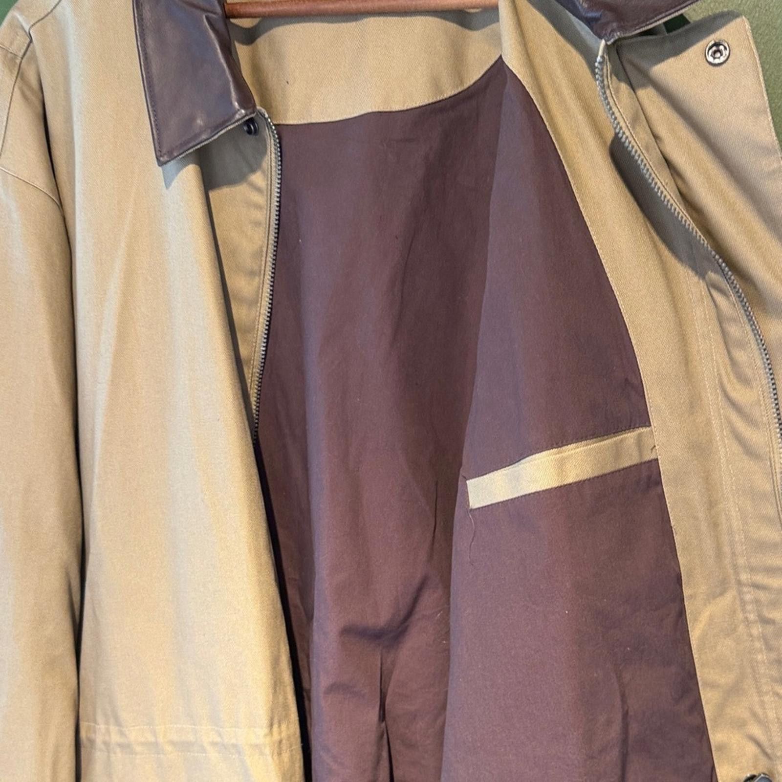Marlboro Vintage Marlboro Men's Tan Jacket with Leather Collar Size US XL / EU 56 / 4 - 7 Thumbnail
