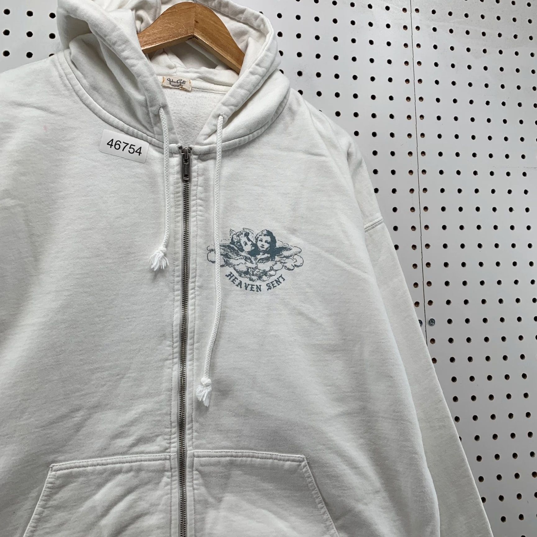 Vintage John Galt Cherub Hoodie Womens One Size White Heaven Zip Fleece Oversized Size ONE SIZE - 6 Thumbnail