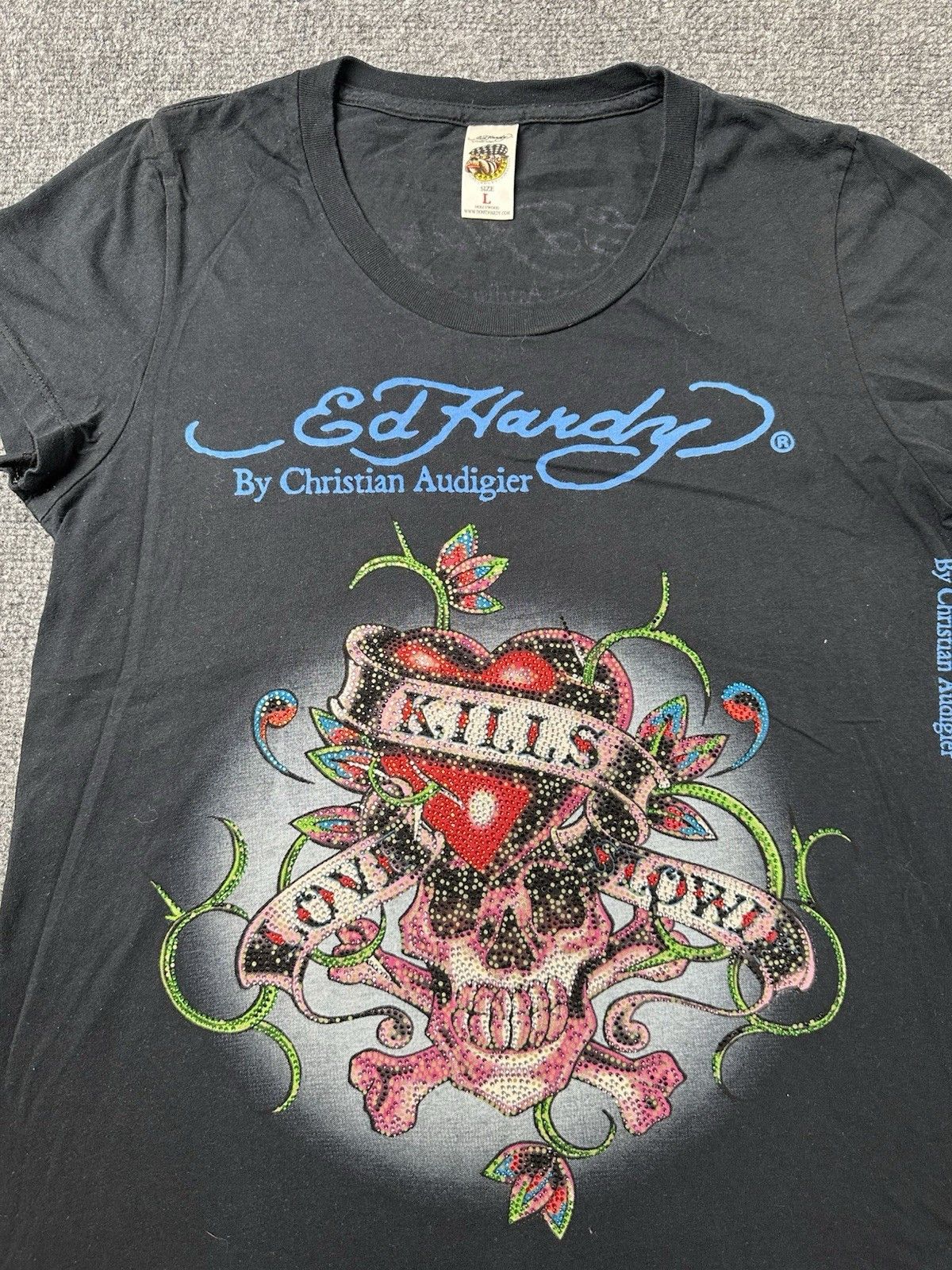 Ed Hardy Womens T-Shirt Ed Hardy Christian Audigier Black, Size L Size L / US 10 / IT 46 - 2 Thumbnail