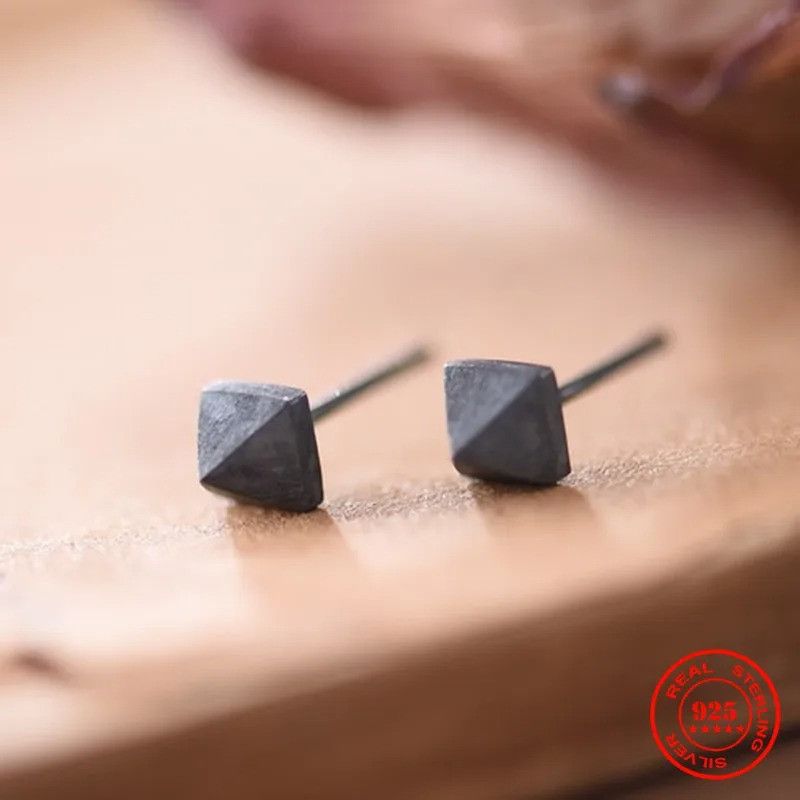 Jewelry Minimalist Pyramid Stud Earrings 925 Sterling Ear Charm Size ONE SIZE - 3 Thumbnail
