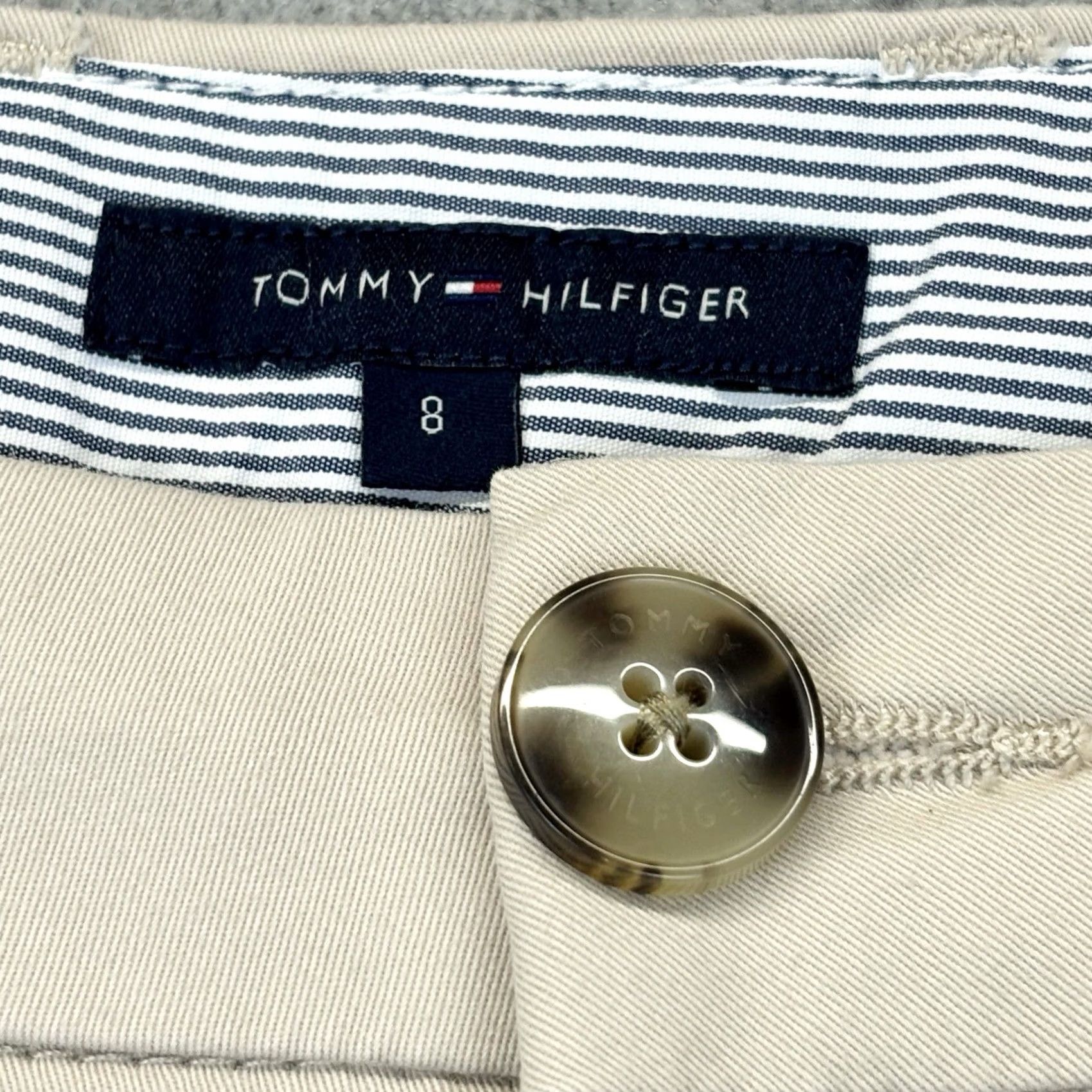 Tommy Hilfiger Tommy Hilfiger Chino Shorts UK 8 Women Beige Casual Summer Holiday Womens Regular Front Zip Button Cotton Elastane Flat Front Size 30" / US 8 / IT 44 - 5 Thumbnail