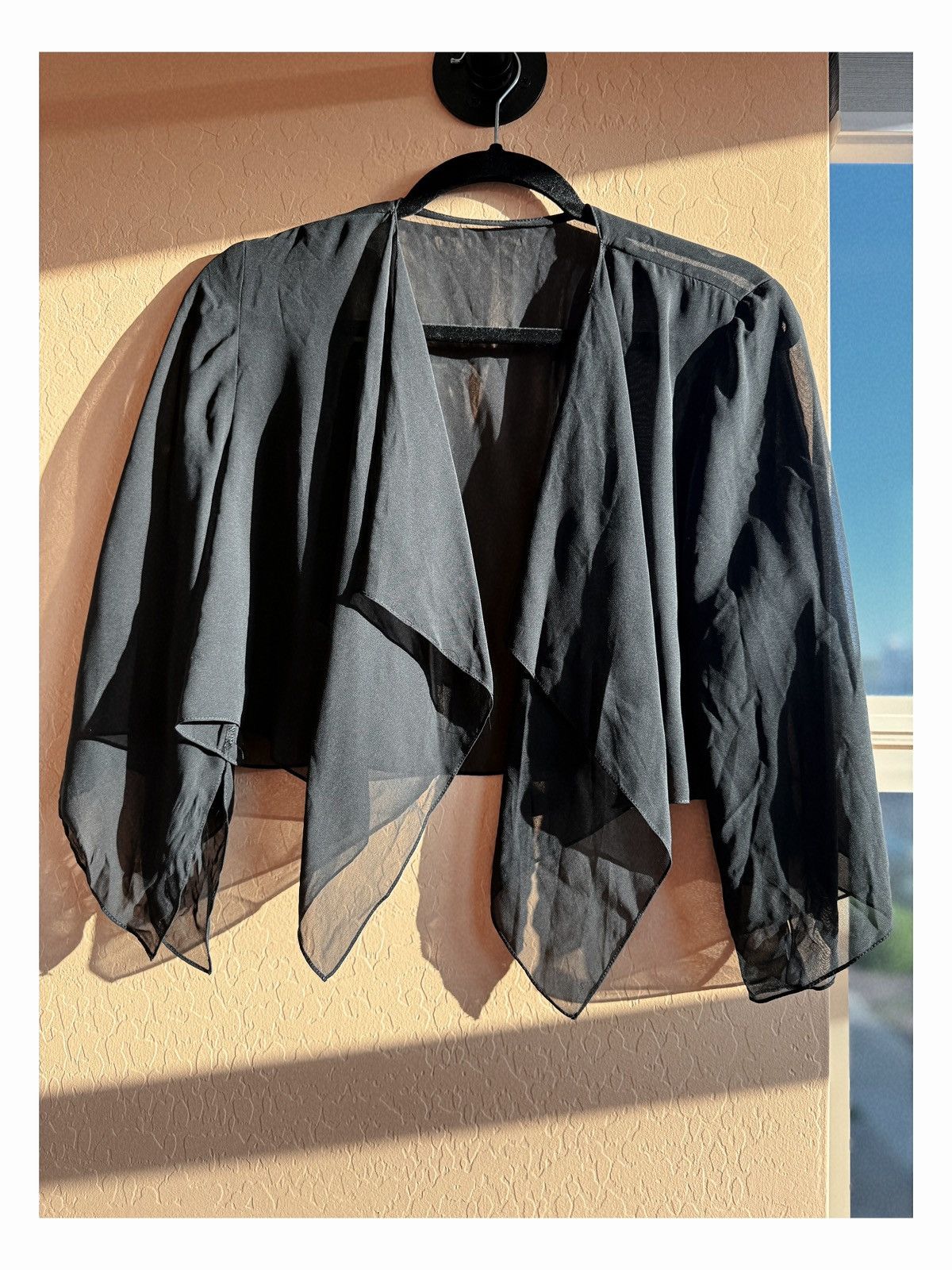 Other Sheer Black Waterfall Shrug – Lightweight Gothic/Boho Layer Size M / US 6-8 / IT 42-44 - 1 Thumbnail