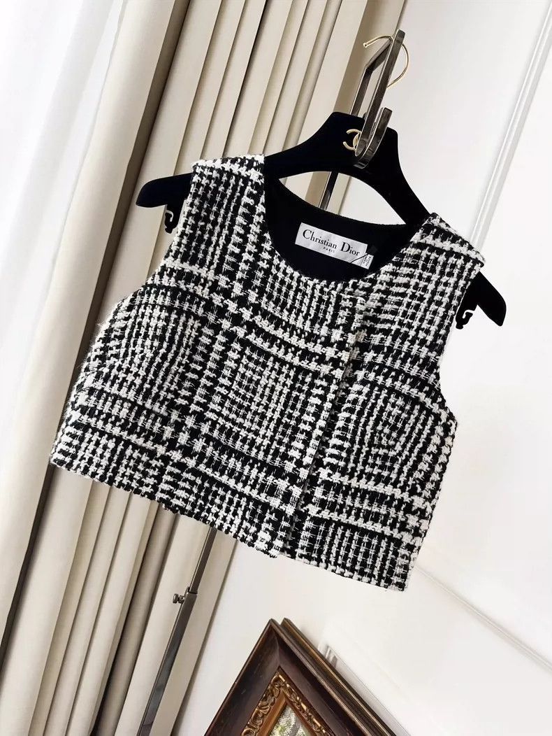 Dior Dior Black and White Plaid Top and Skirt Set-2506 Size XS / US 0-2 / IT 36-38 - 2 Thumbnail