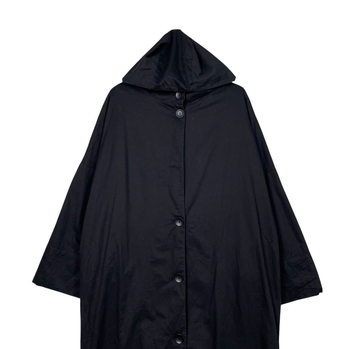 Antigua Antiqua Black Hooded Overcoat Size L / US 10 / IT 46 - 3 Thumbnail
