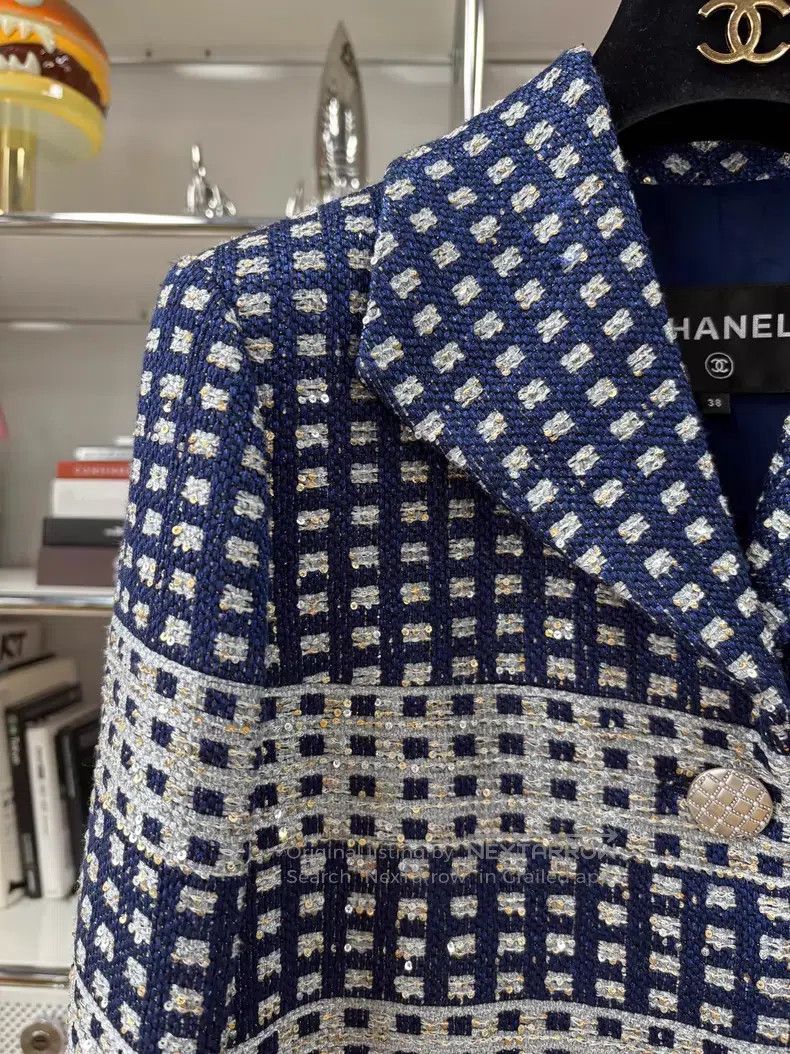 Chanel Chanel 17P Heavy Industry Blue and White Striped Sequin Wo Size XS / US 0-2 / IT 36-38 - 2 Thumbnail