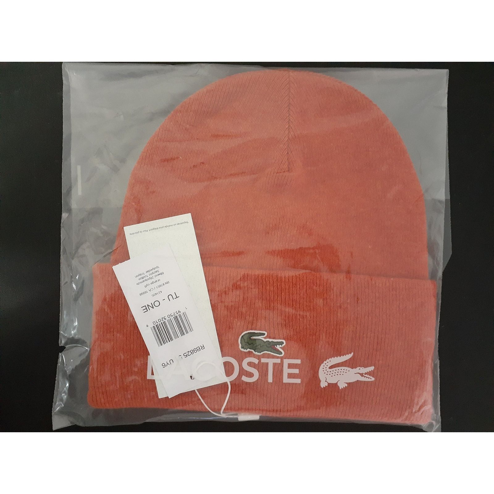 Lacoste Lacoste Men's Solid Croc Beanie Orange One Size Touque Size ONE SIZE - 1 Preview