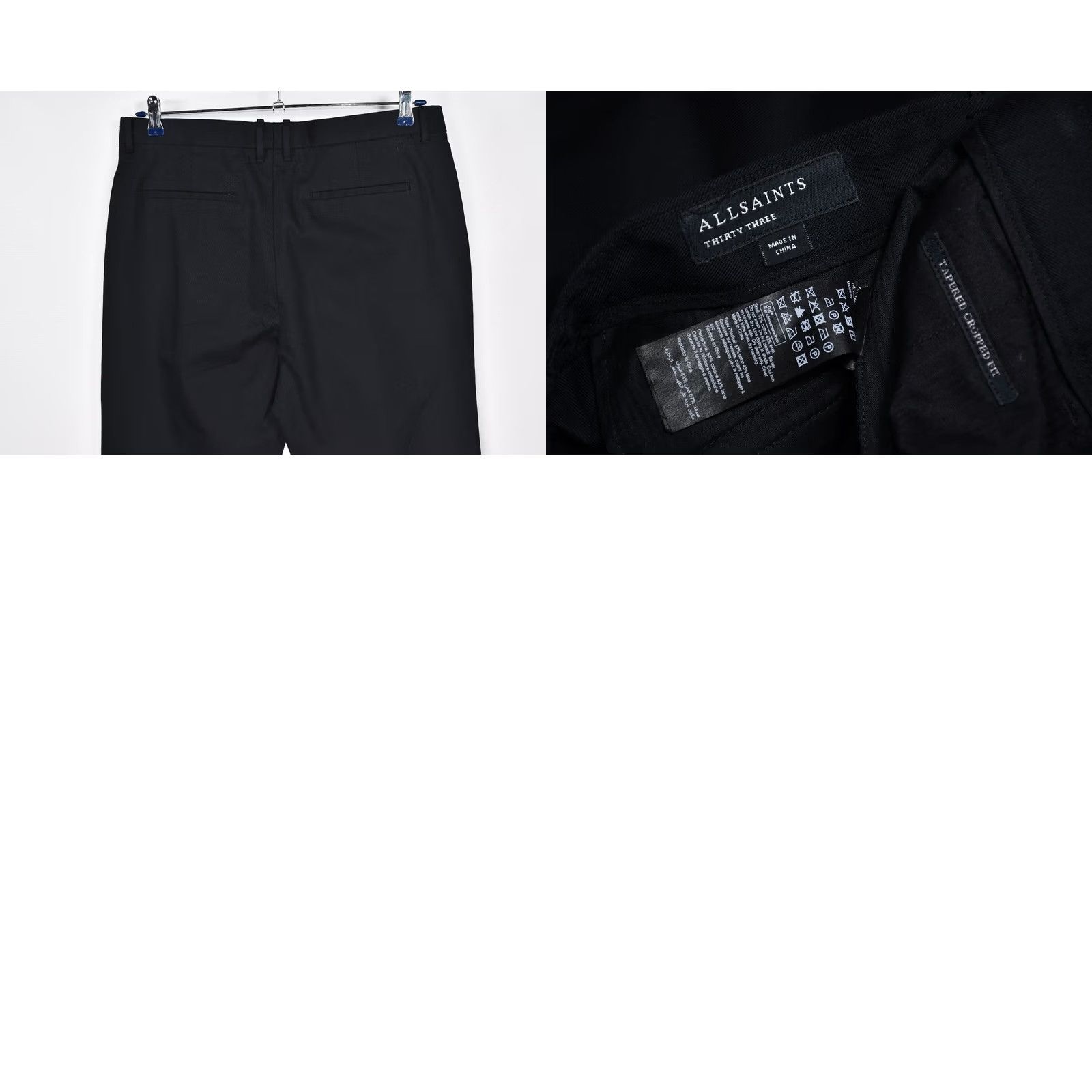 Allsaints AllSaints Tallis Trousers Men's Cropped Slim Fit Wool Blend Black 33 Waist 72cm Inseam 28.35in Front Rise 11.81in Vintage No Casual Pants Size US 33 - 8 Thumbnail