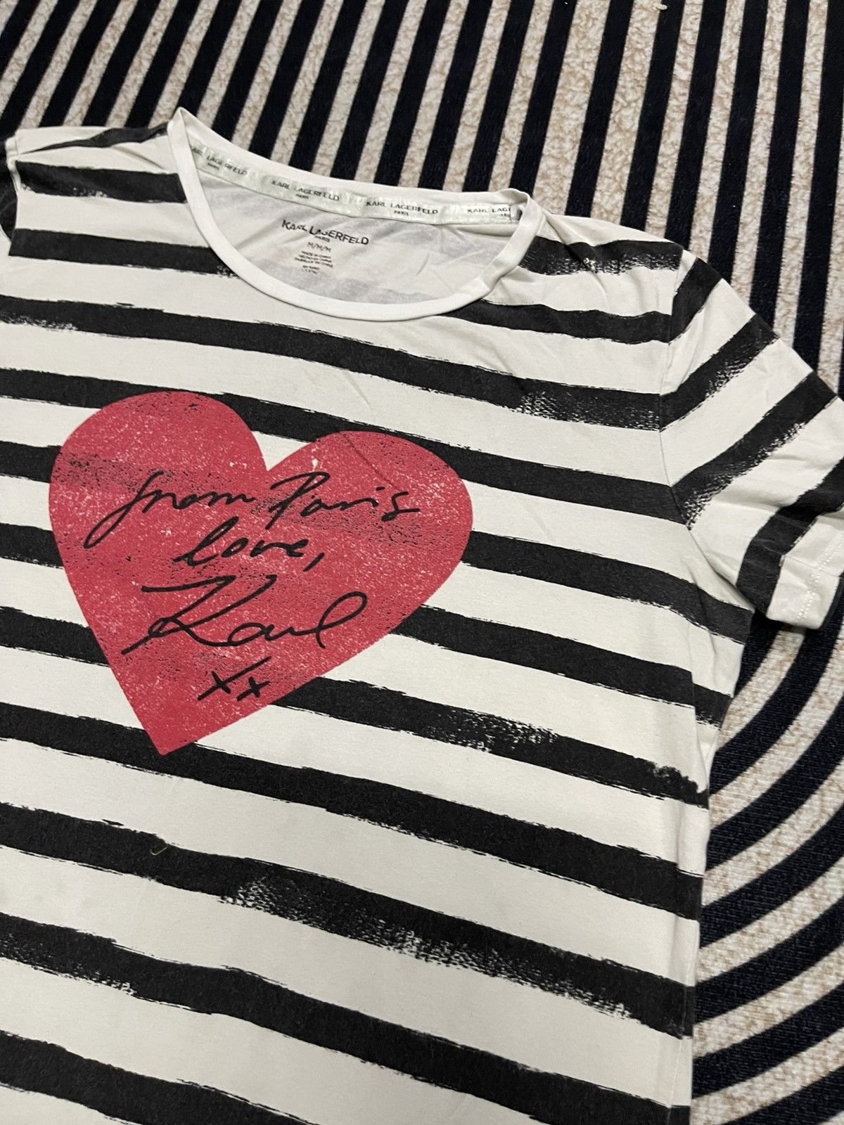 Karl Lagerfeld 2000s KARL LAGERFELD PARIS “FROM PARIS LOVE,KARL XX” HEART Size M / US 6-8 / IT 42-44 - 5 Thumbnail