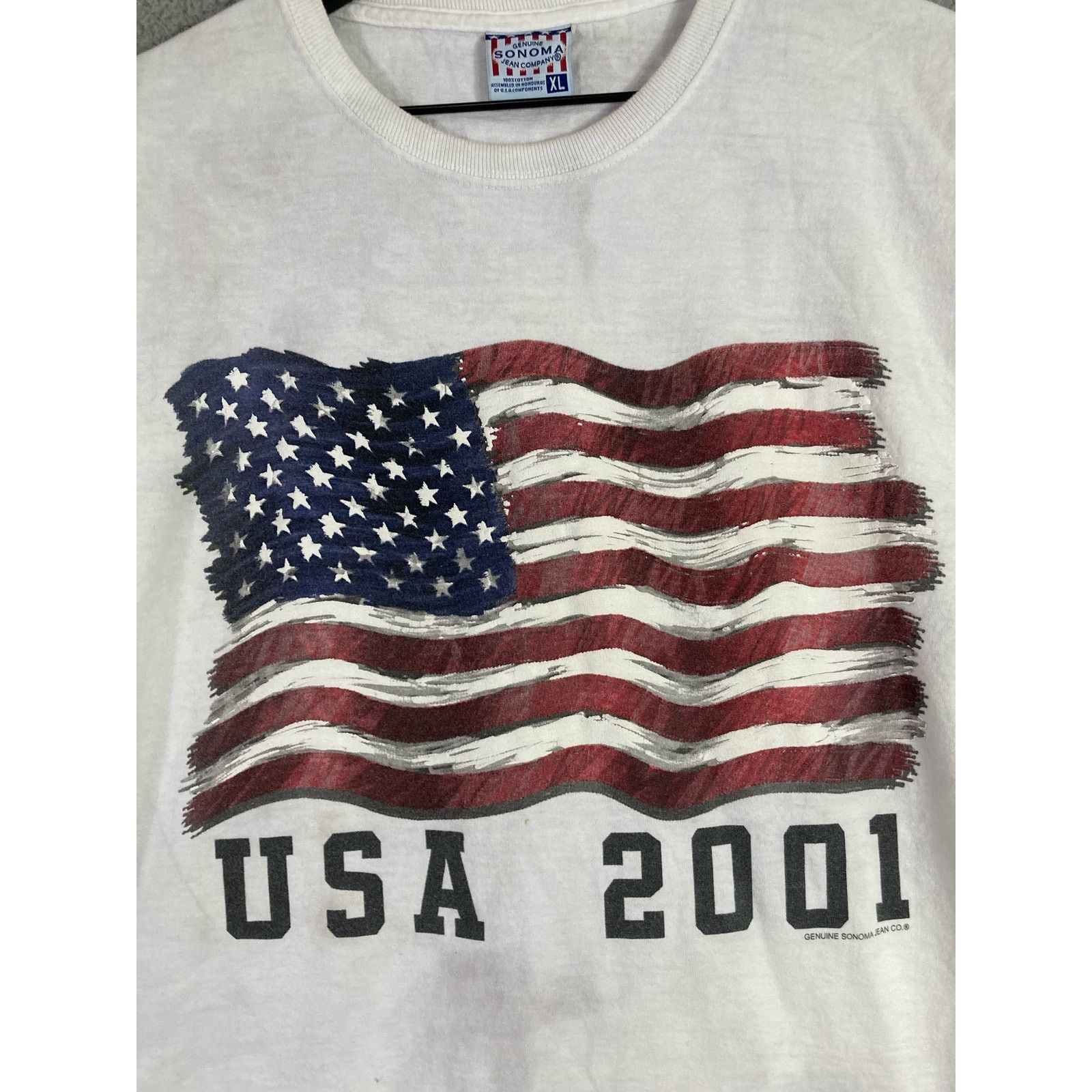Sonoma Vintage September 11 2001 Men's XL White American Flag Tee Size US XL / EU 56 / 4 - 5 Thumbnail