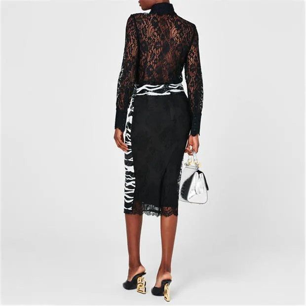 Dolce & Gabbana o1g2r1mq1024 Zebra Sequin Midi Skirts in Bianco & Nero Size 25" / US 0 / IT 36 - 5 Thumbnail
