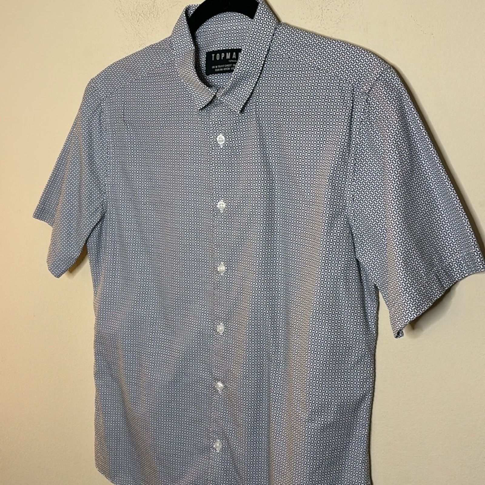 Topman Topman Geometric Printed Button Up Shirt Size M Size US M / EU 48-50 / 2 - 2 Thumbnail