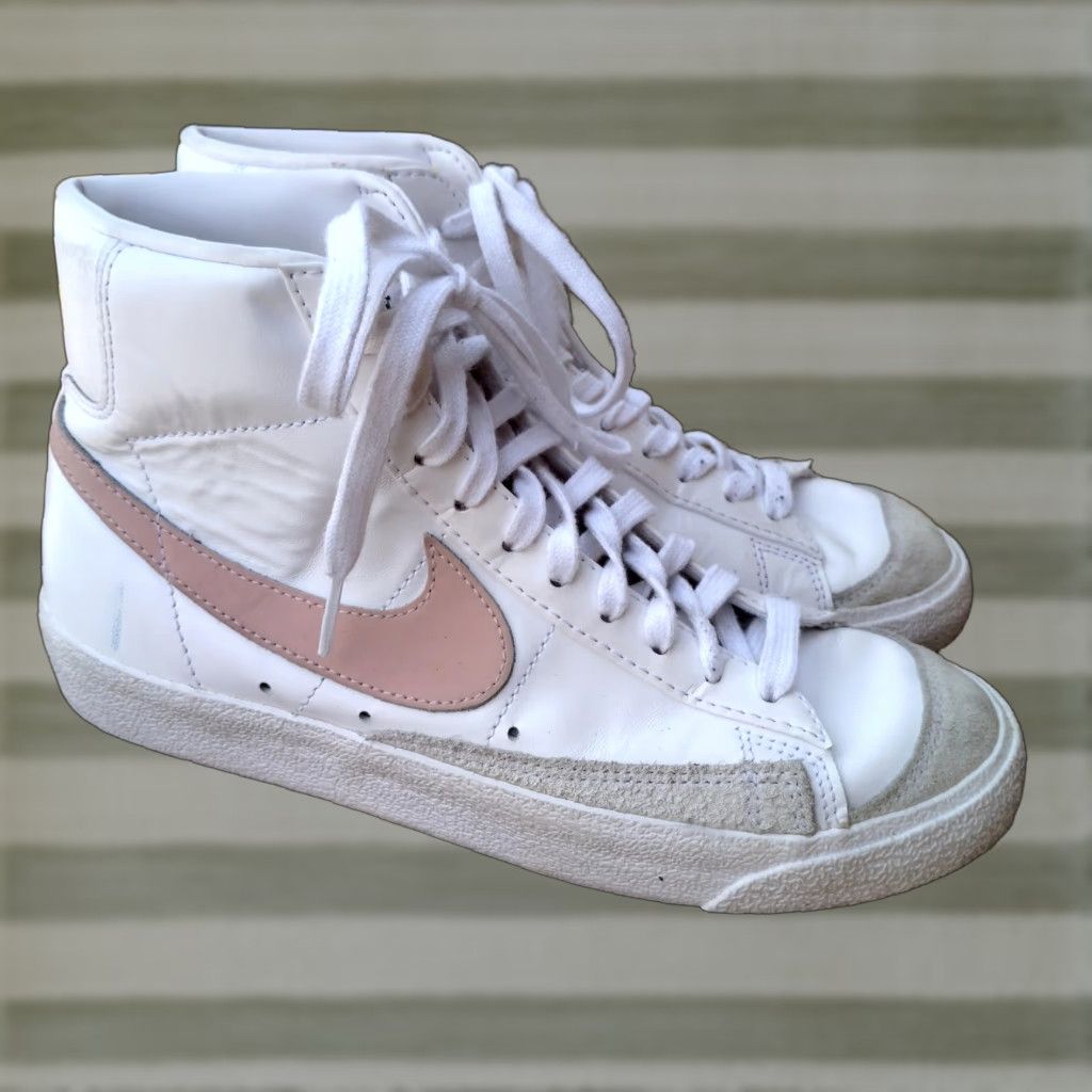 Nike Nike Blazer Mid Sneaker Women 7.5 White Pink Swoosh CZ1055-118, Casual Athletic Shoe, Rubber Outsole, Lace Up, Classic Sports Comfort Size S / US 4 / IT 40 - 1 Thumbnail