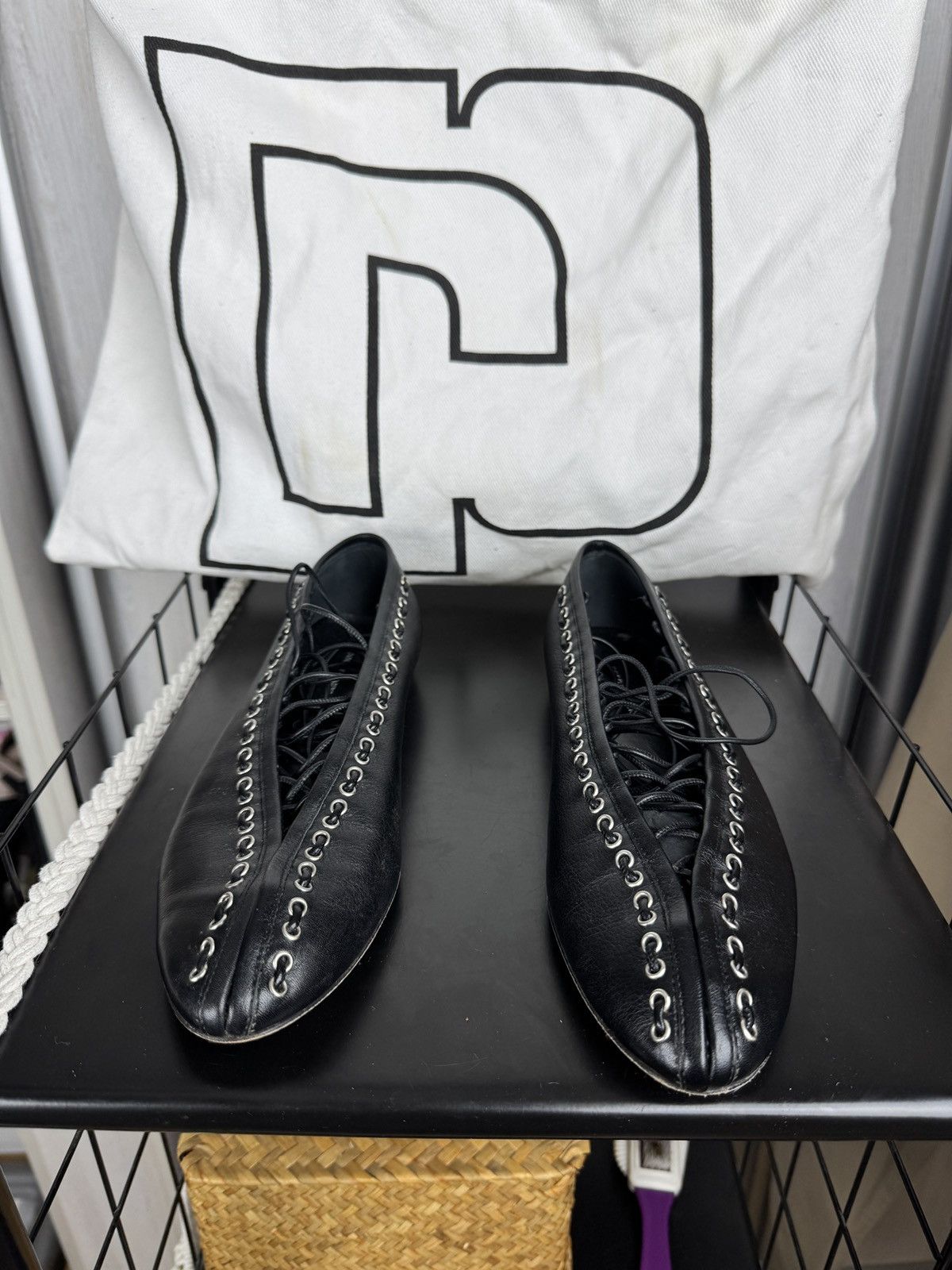Paco Rabanne Paco Rabanne black leather ballet flats ballerina w dust bag Size US 6 / IT 36 - 5 Thumbnail