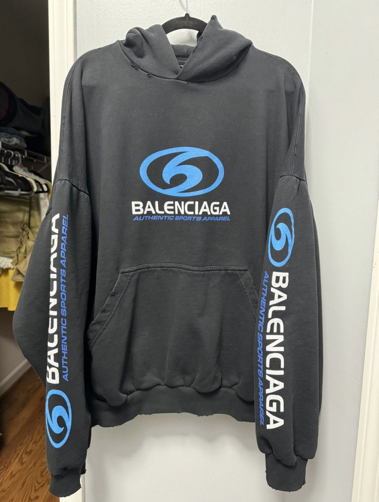 Pre-owned Balenciaga Surfer Logo Hoodie In Black