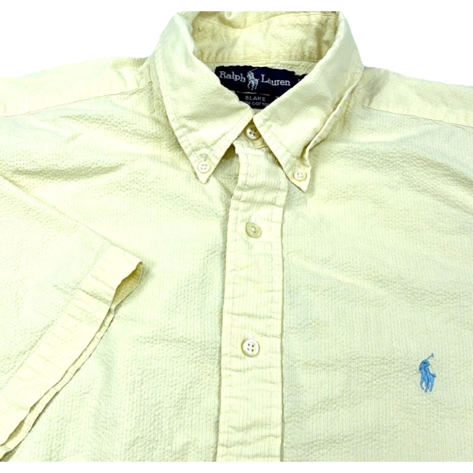 Ralph Lauren Ralph Lauren Shirt Men Large Yellow Seersucker Button Up Blake Classic Fit Pony Size US L / EU 52-54 / 3 - 2 Thumbnail