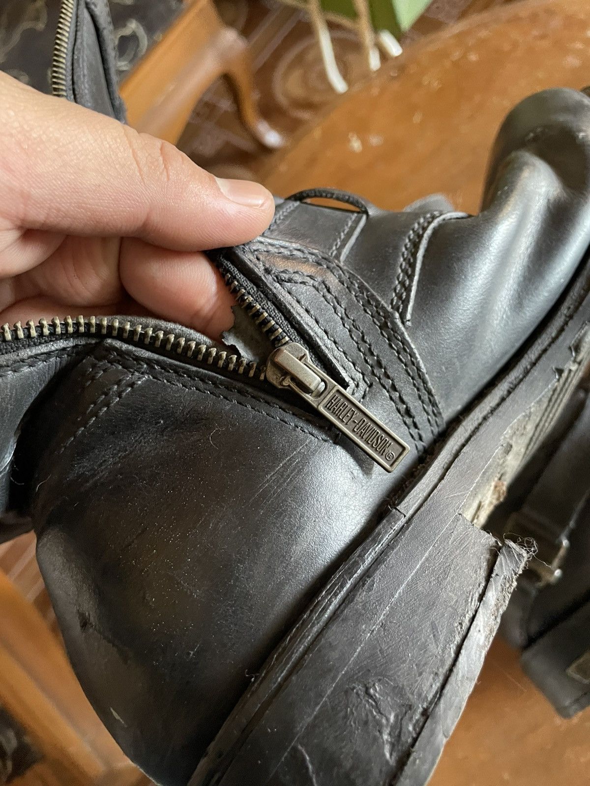 Harley Davidson × Leather × Vintage Harley Davidson Leather Upper Balance motor cycles Size US 8 / EU 41 - 5 Thumbnail