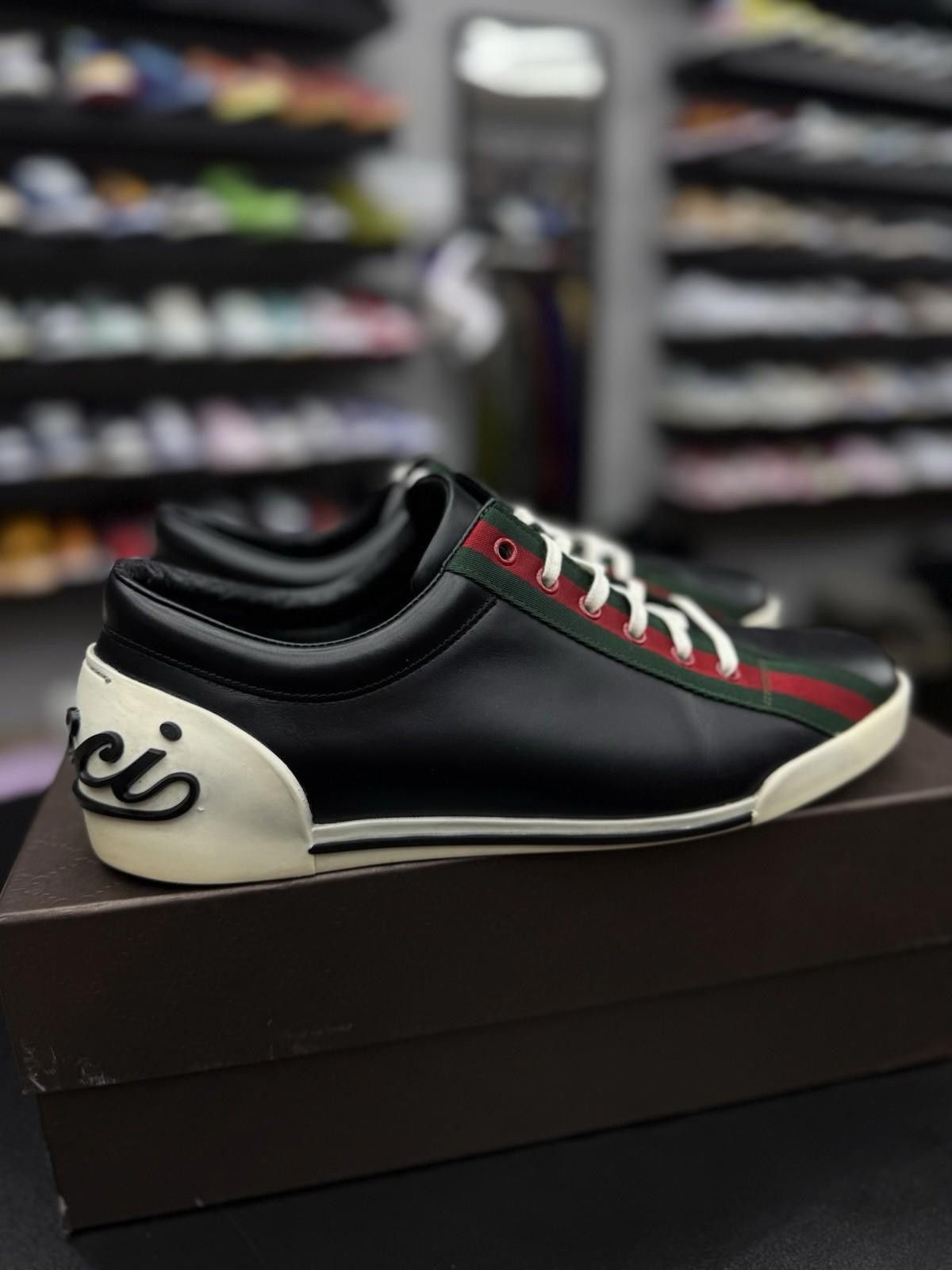Gucci GUCCi Boulevard Black Leather Web Sneakers Gucci 9.5G/10US Size US 10 / EU 43 - 3 Thumbnail