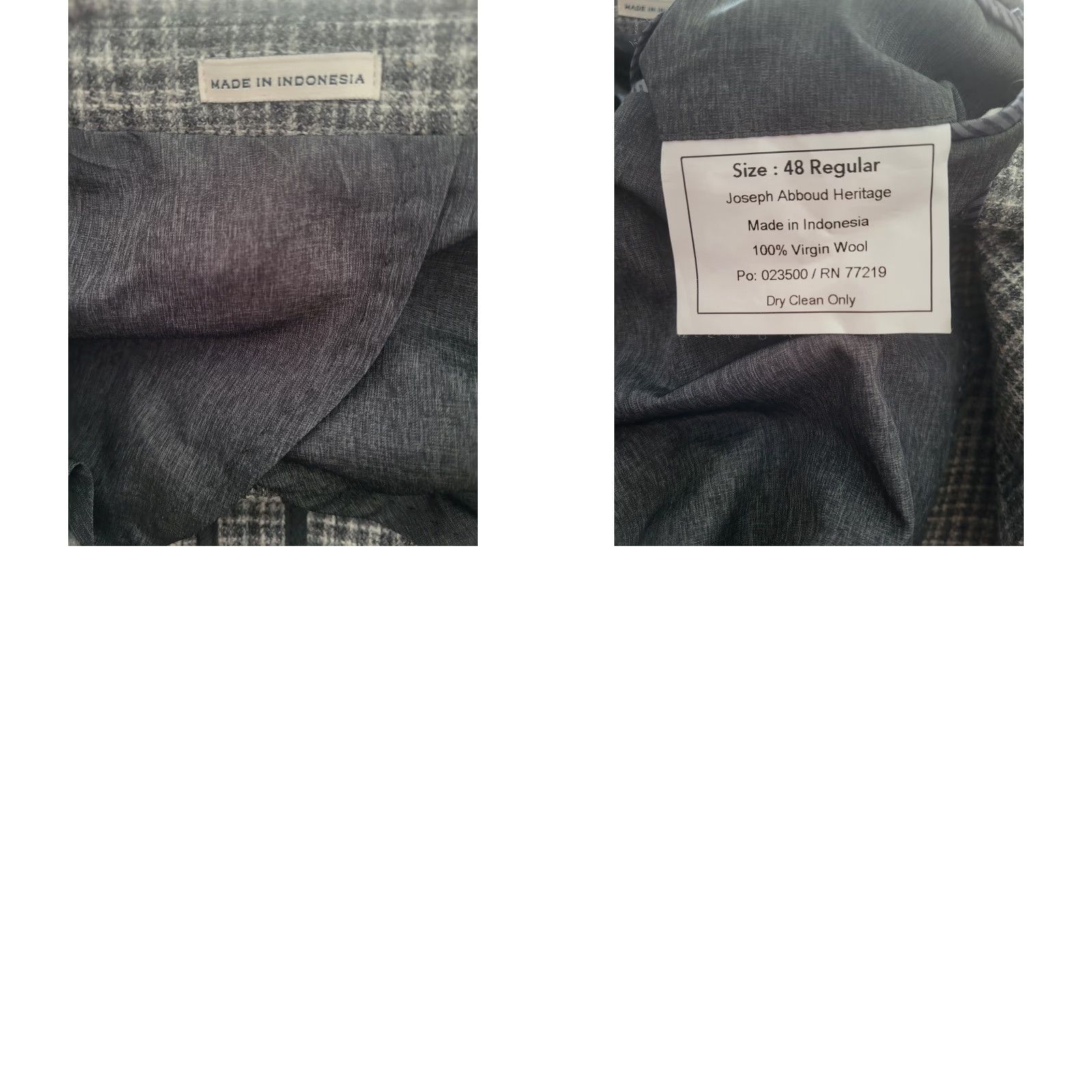 Joseph Abboud Joseph Abboud Sport Coat Men 48R Gray Check Wool Peak Lapel Jacket Blazer Size 48R - 8 Thumbnail