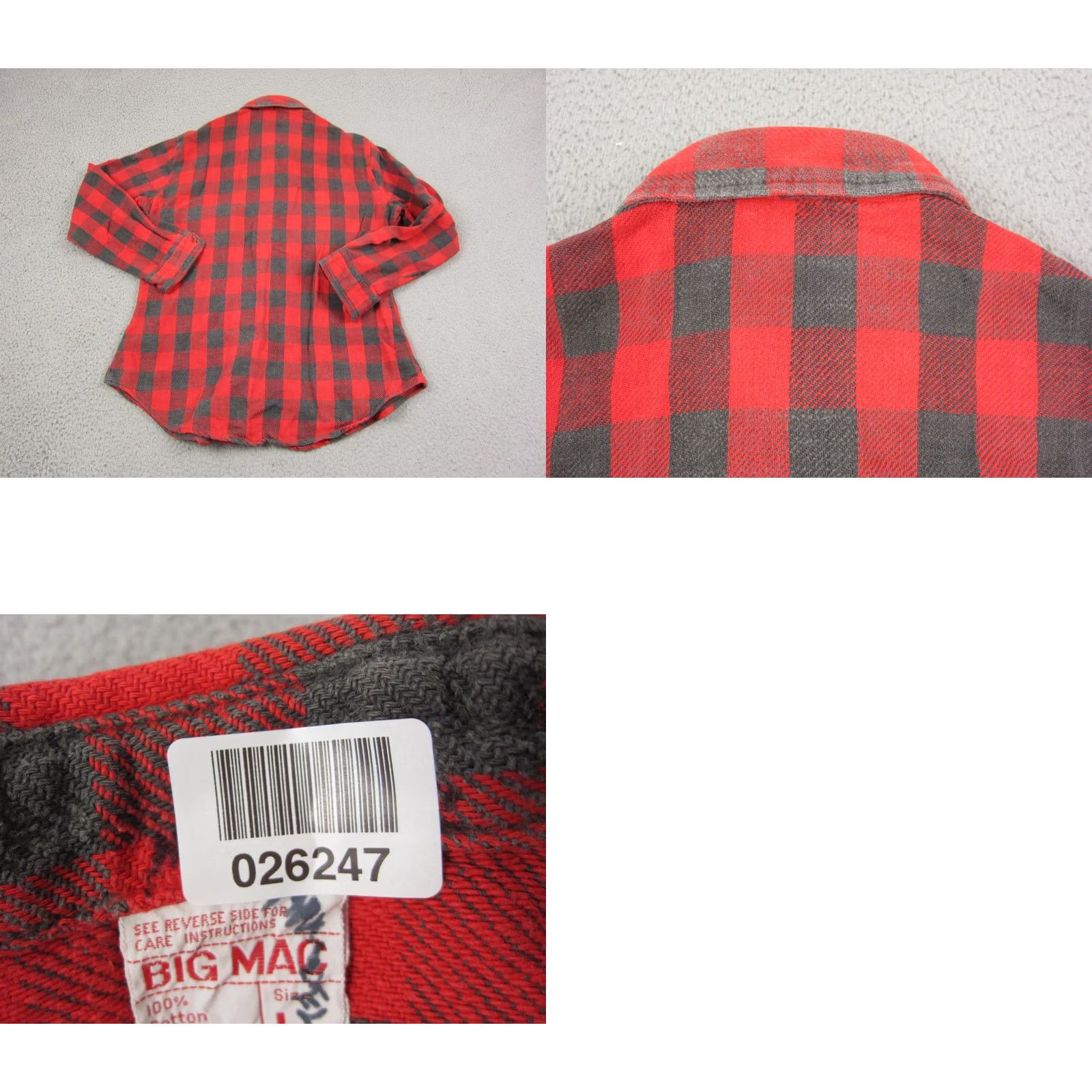 JCPenney VINTAGE JC Penney Shirt Mens Large Red Plaid Flannel 60s 70s USA Size US L / EU 52-54 / 3 - 10 Thumbnail