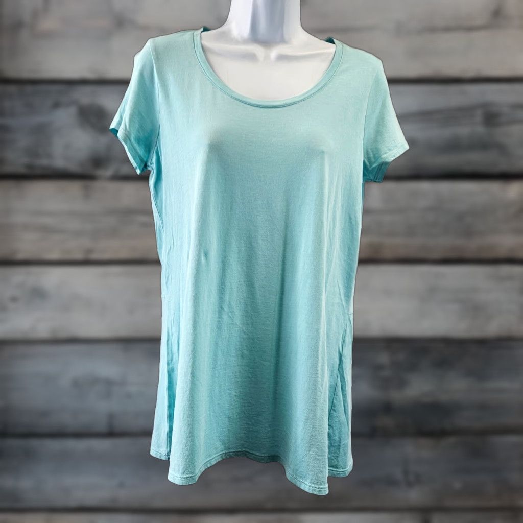 J. Jill Pure Jill Womens Scoop Neck Elliptical Tee XS Solid Blue Cotton T-Shirt Womens XS Short Sleeve Size XS / US 0-2 / IT 36-38 - 1 Thumbnail
