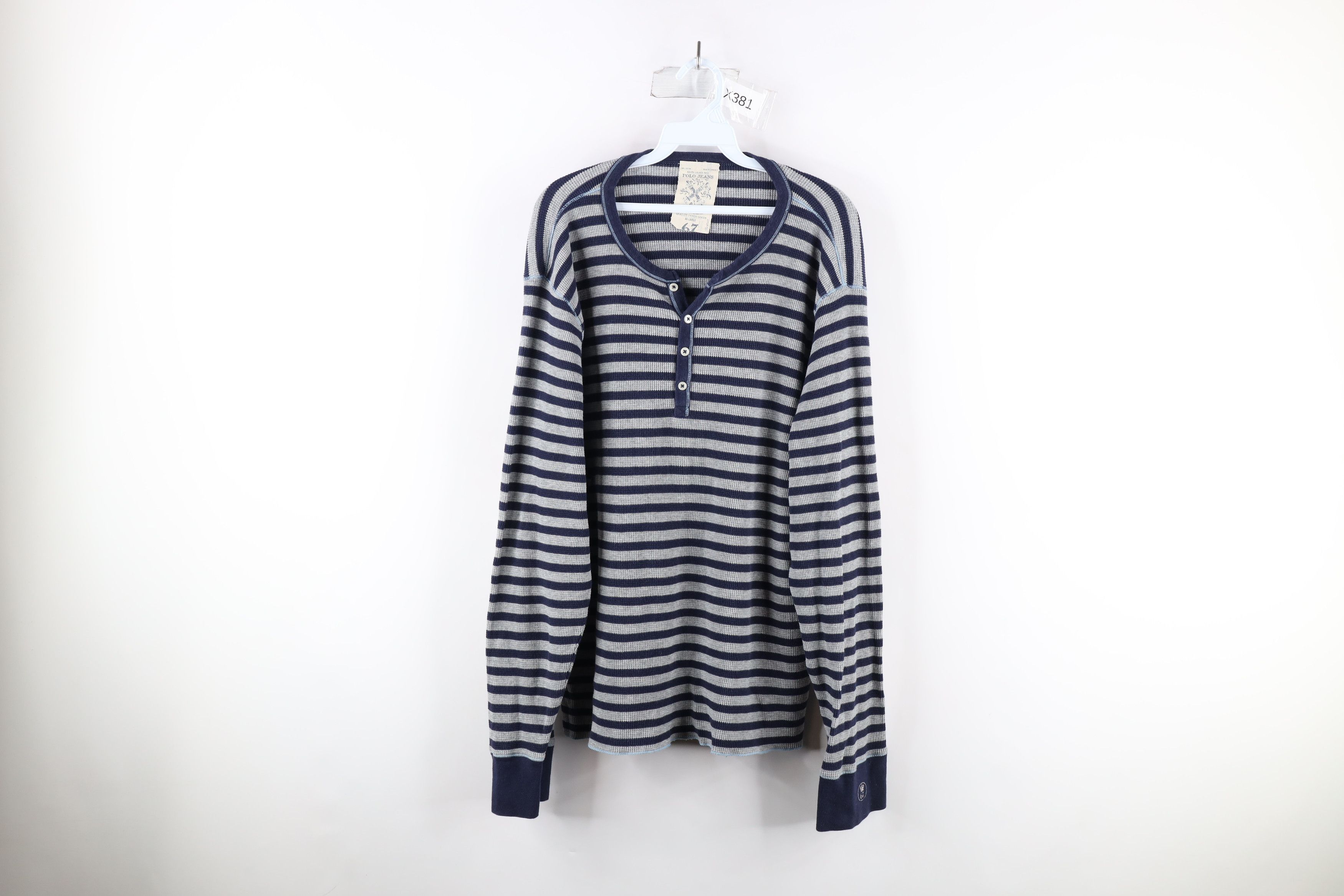Ralph Lauren Vintage 90s Ralph Lauren Thermal Waffle Knit Henley T-Shirt Size US XXL / EU 58 / 5 - 1 Thumbnail