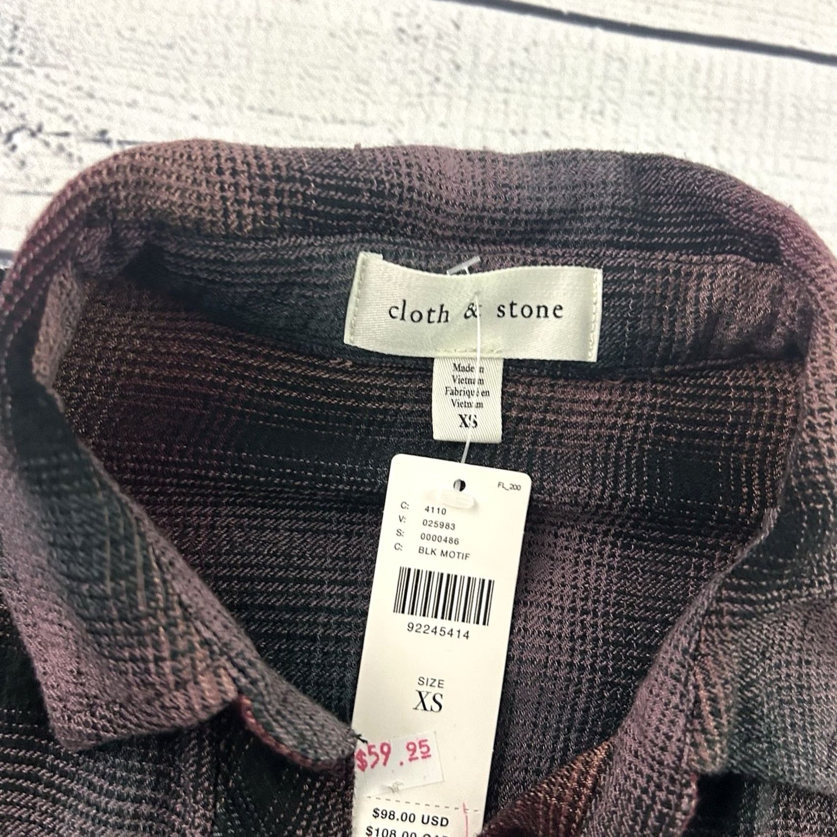 Anthropologie Cloth & Stone Anthropologie Button-Up Top Womens XS Black Motif Shirt Size XS / US 0-2 / IT 36-38 - 2 Thumbnail