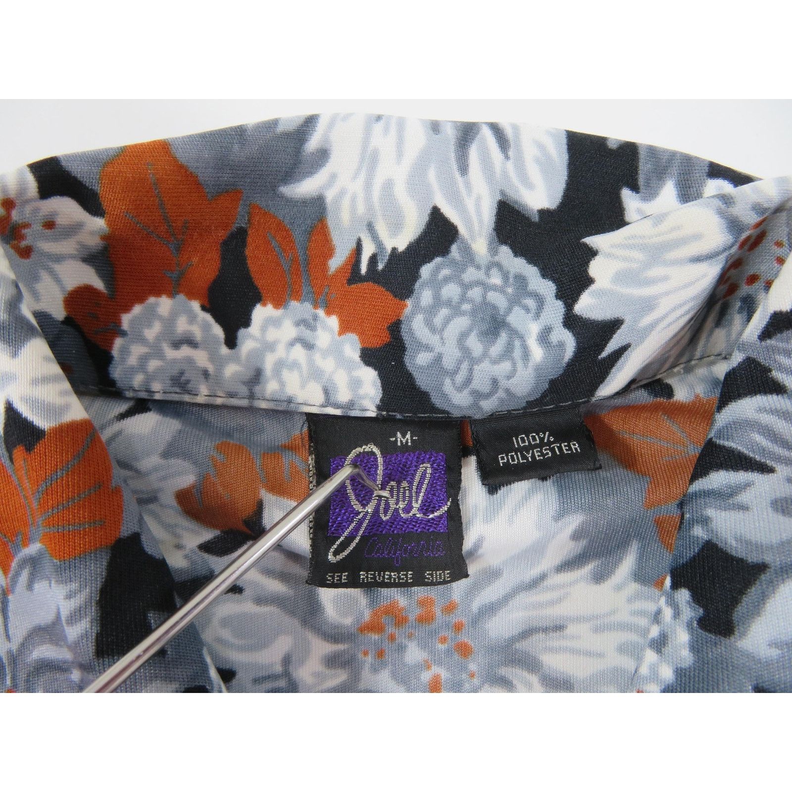 Other Joel of California Disco Shirt, Floral, Black White, S 1970s Size US S / EU 44-46 / 1 - 2 Thumbnail