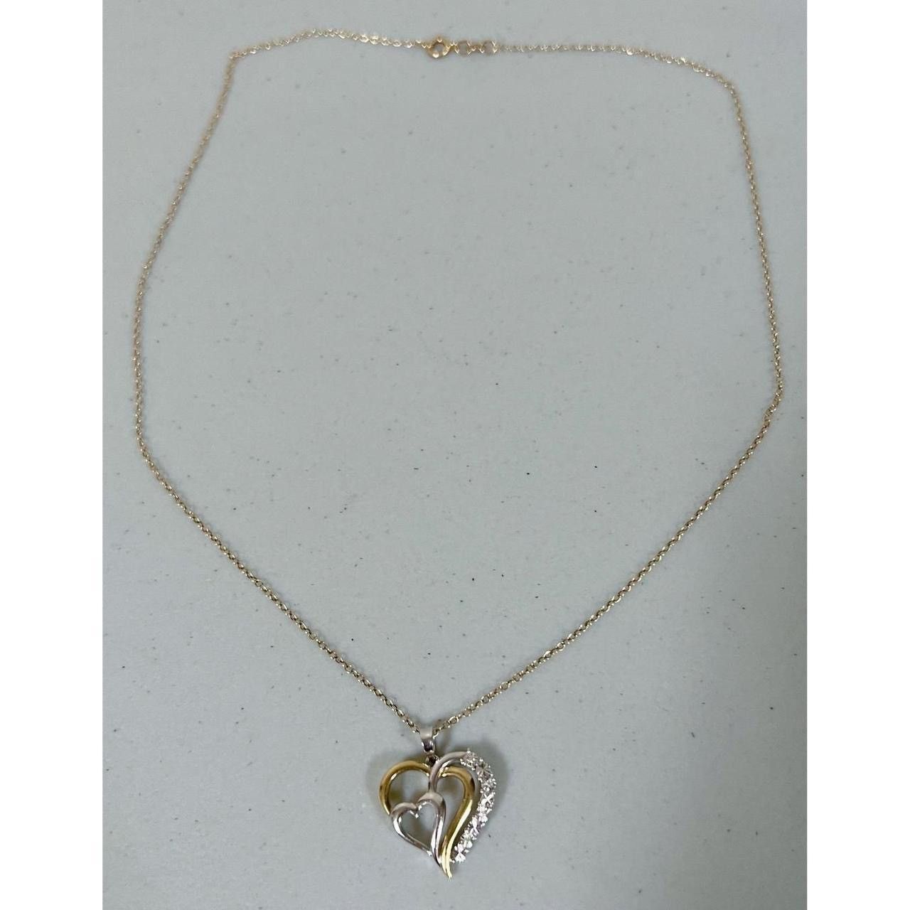 Jewelry × Vintage Gold Silver 18K Heart Diamond Chain Necklace Jewelry 🤎✨ Size ONE SIZE - 2 Thumbnail