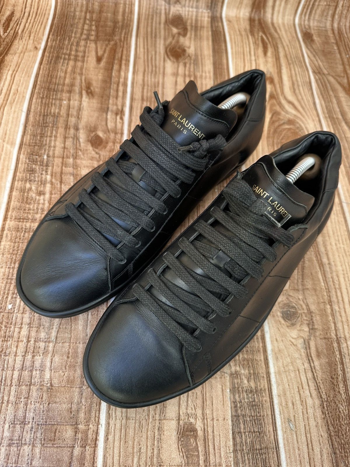 Saint Laurent Paris Saint Laurent SL/01 Black Leather Signature Court Classics Size US 8 / EU 41 - 4 Thumbnail