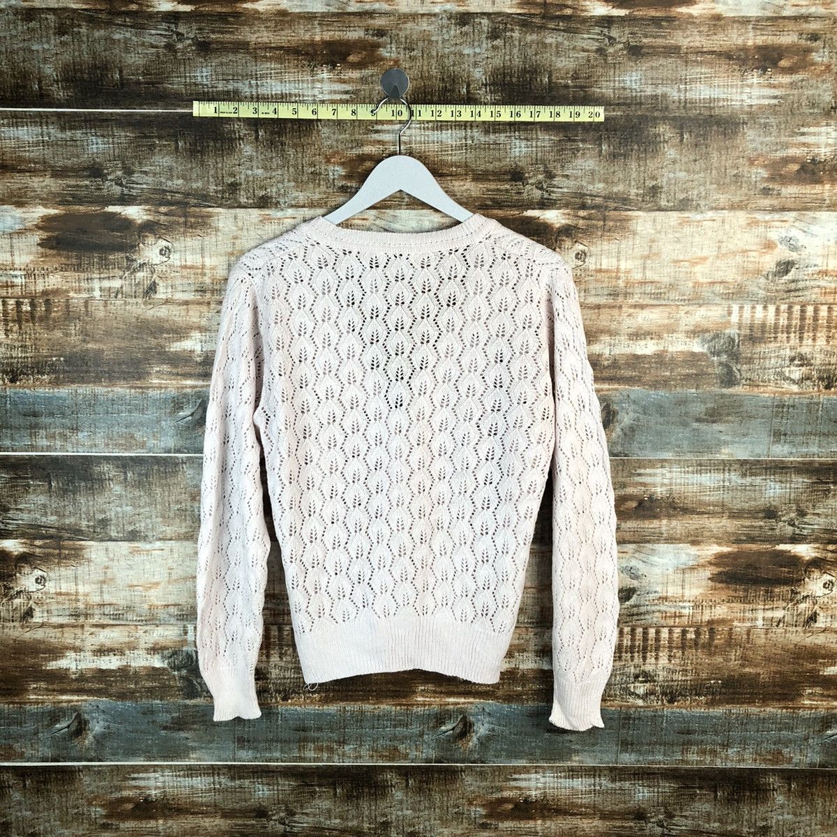 Japanese Brand Naiga Pink Cardigan crochet meshnet Knitwear #A1470 Size M / US 6-8 / IT 42-44 - 12 Thumbnail